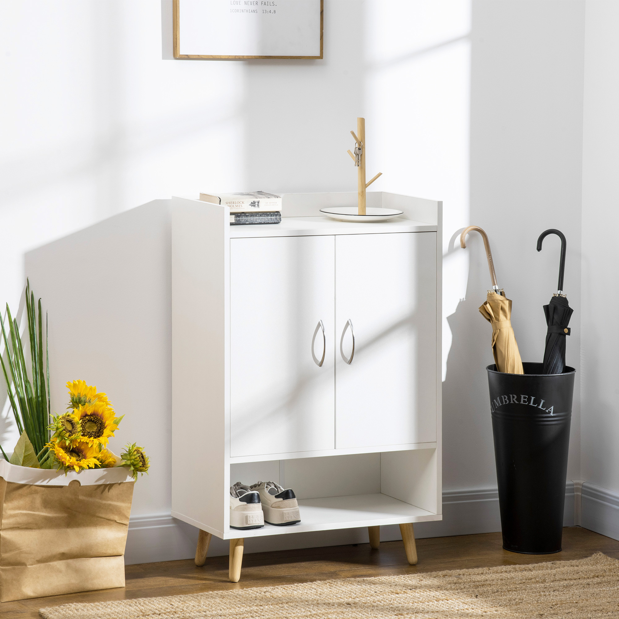  Dulap Pantofar Compact Alb pentru Hol [1]