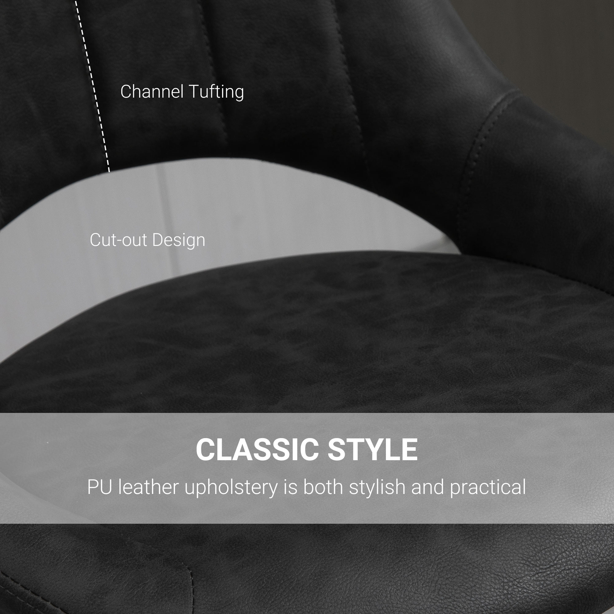  Set 2 Scaune de bar cu Inaltime reglabila si Suport pentru picioare, din PIele sintetica [5]