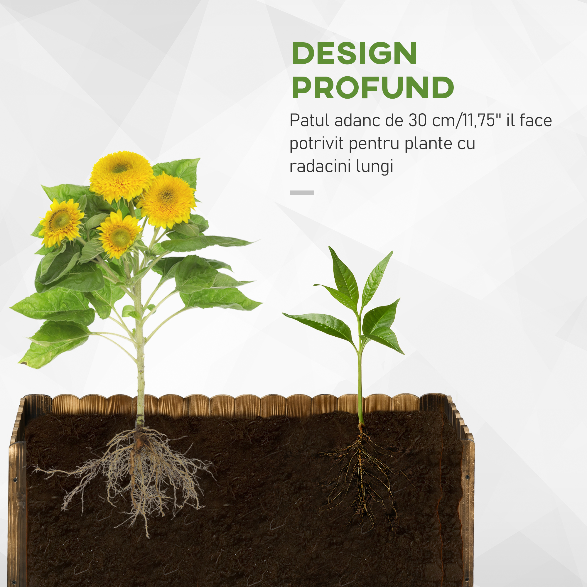  Jardiniera de Gradina Dreptunghiulara pentru Plante, 80x33x30 cm, Lemn Natural [3]