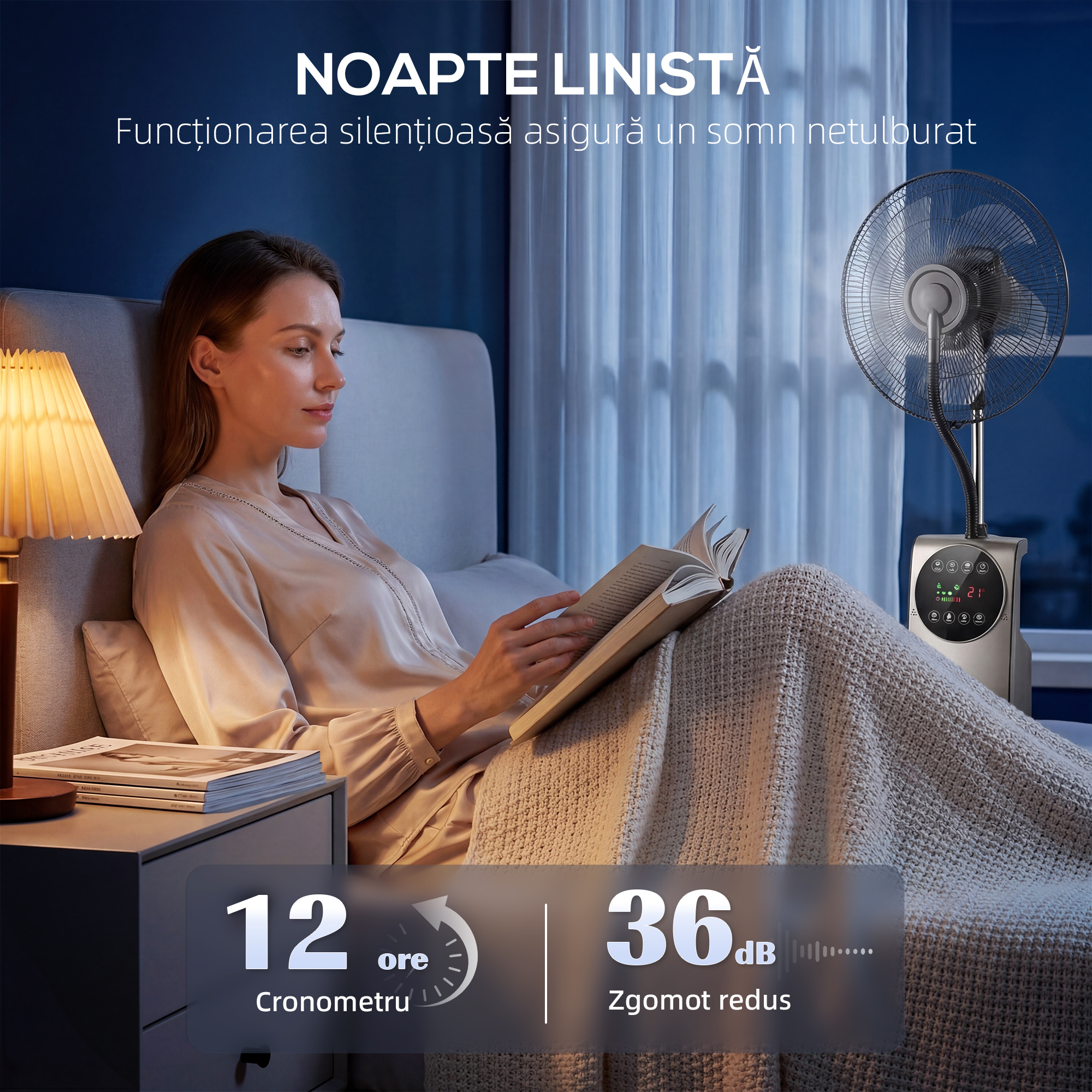 , Ventilator de Tip Coloana, Cu Pulverizare de Apa, ABS, Metal, 50 x 39 x 138 cm, Maro [6]