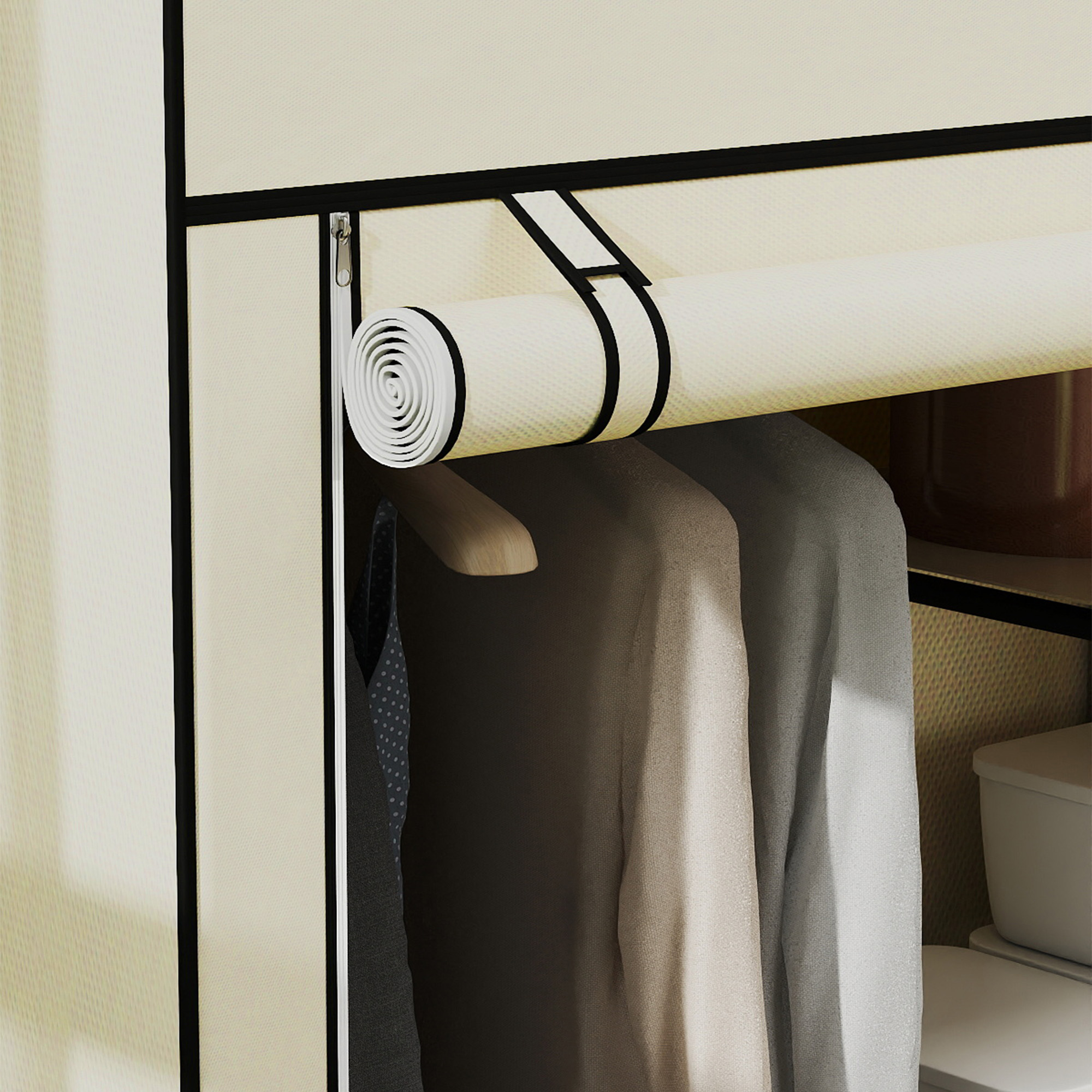  Dulap portabil din otel, netesut si PP cu 6 rafturi deschise, 1 cuier si usa cu balamale, 103x43x162,5 cm, gri [7]