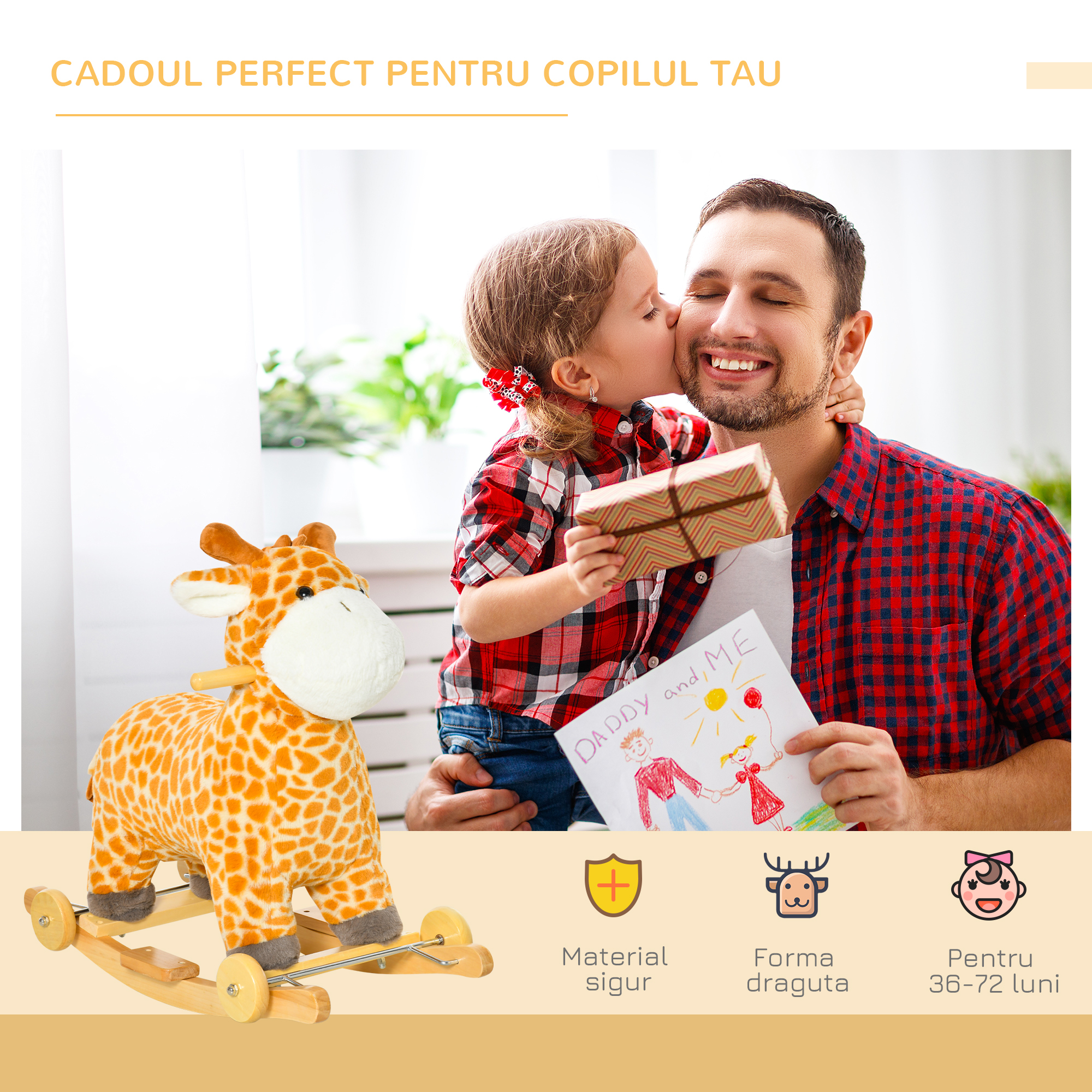  Cal Balansoar Copii - Girafa cu Roti & Sunete Interactive [3]