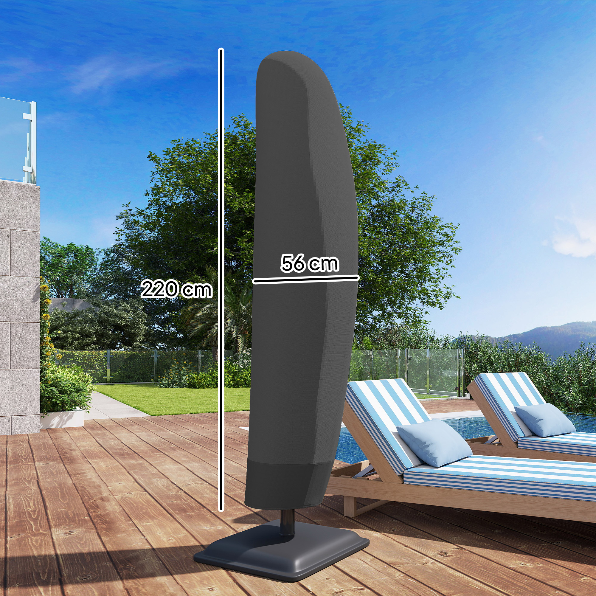  Husa pentru Umbrela 3x3 m Impermeabila, Protectie cu Fermoar si snur, Negru [2]