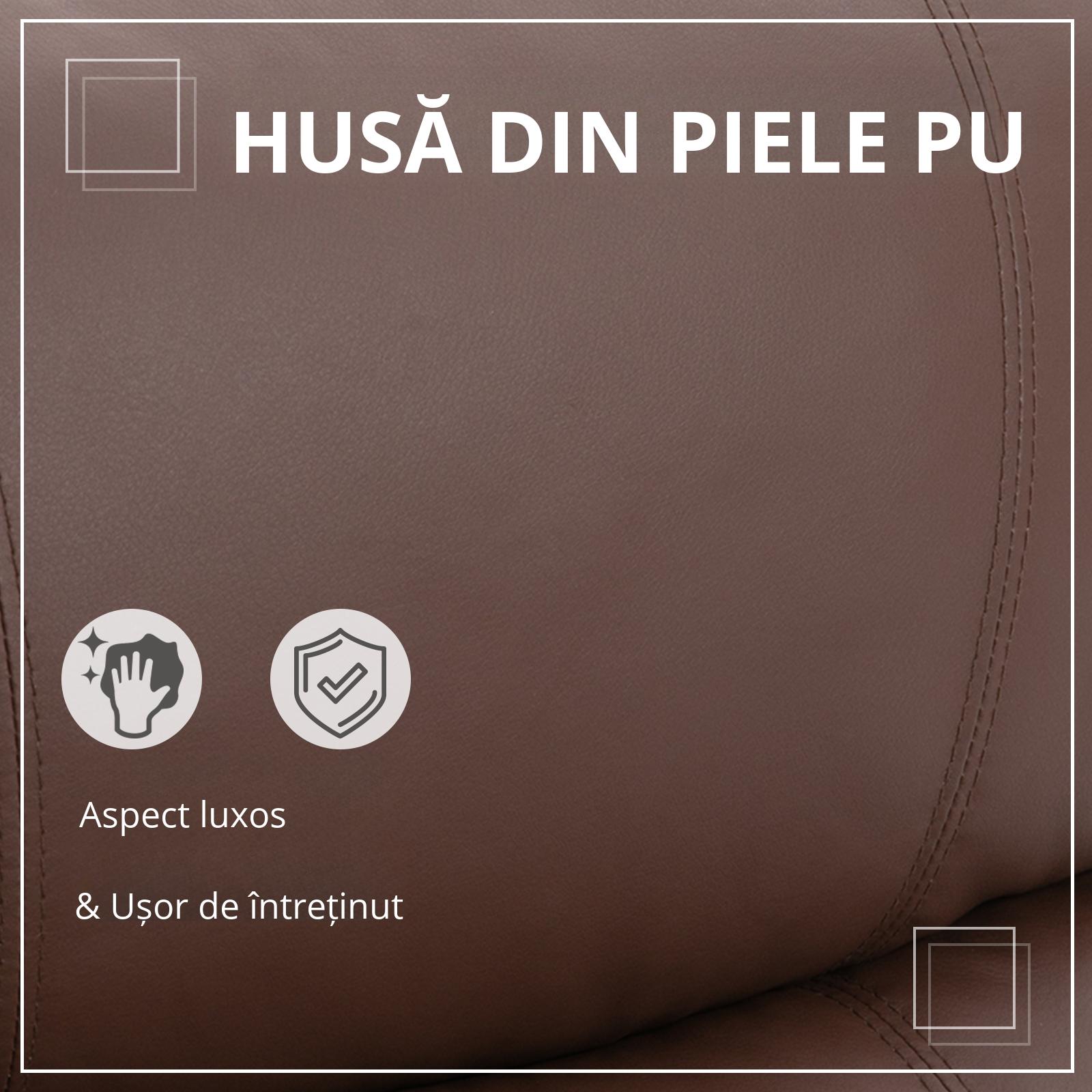  Fotoliu Relax Manual cu Spatar Reclinabil - Piele Sintetica Maro [5]