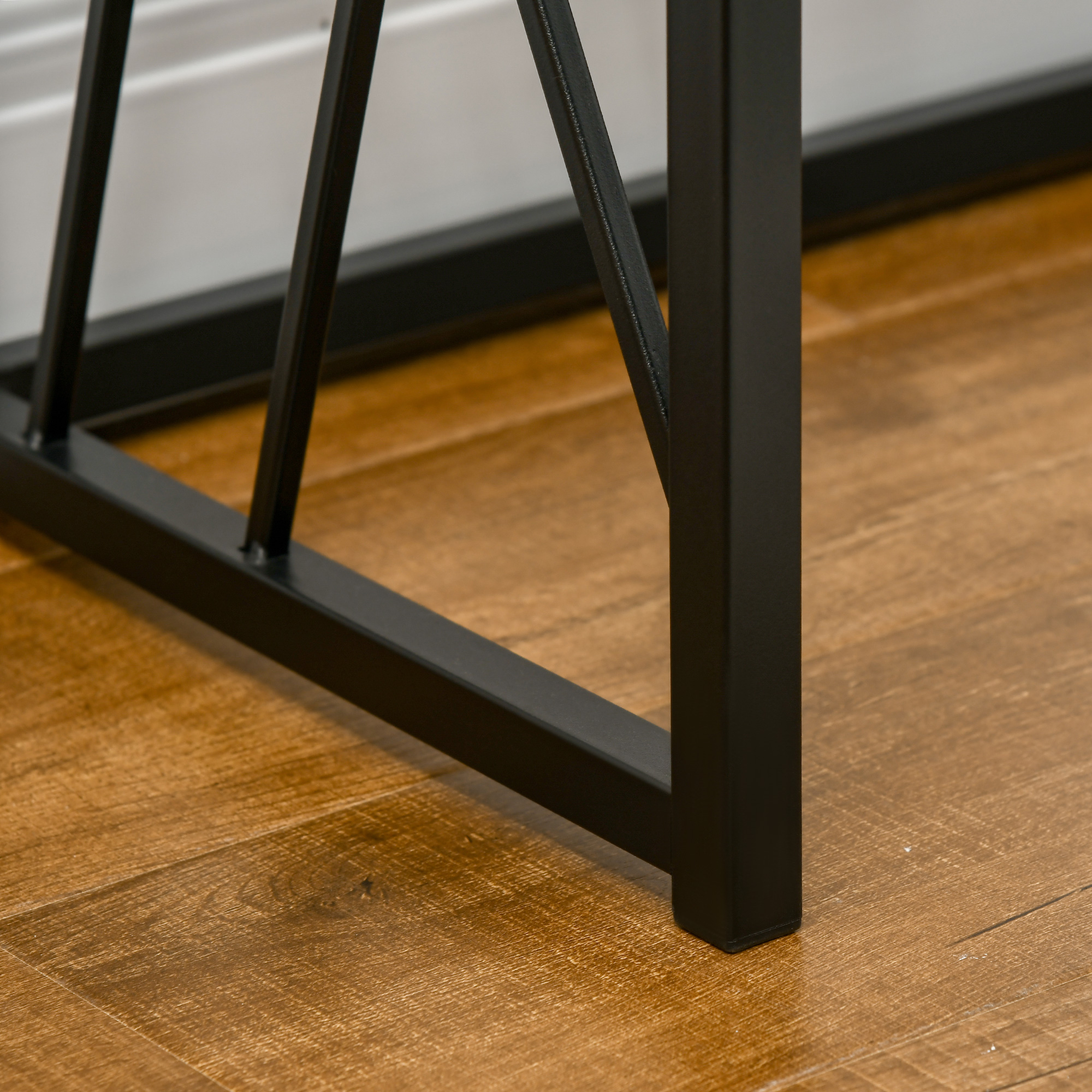  Consola 120cm, masa canapea industriala cu cadru metalic pentru sufragerie, hol, maro [7]