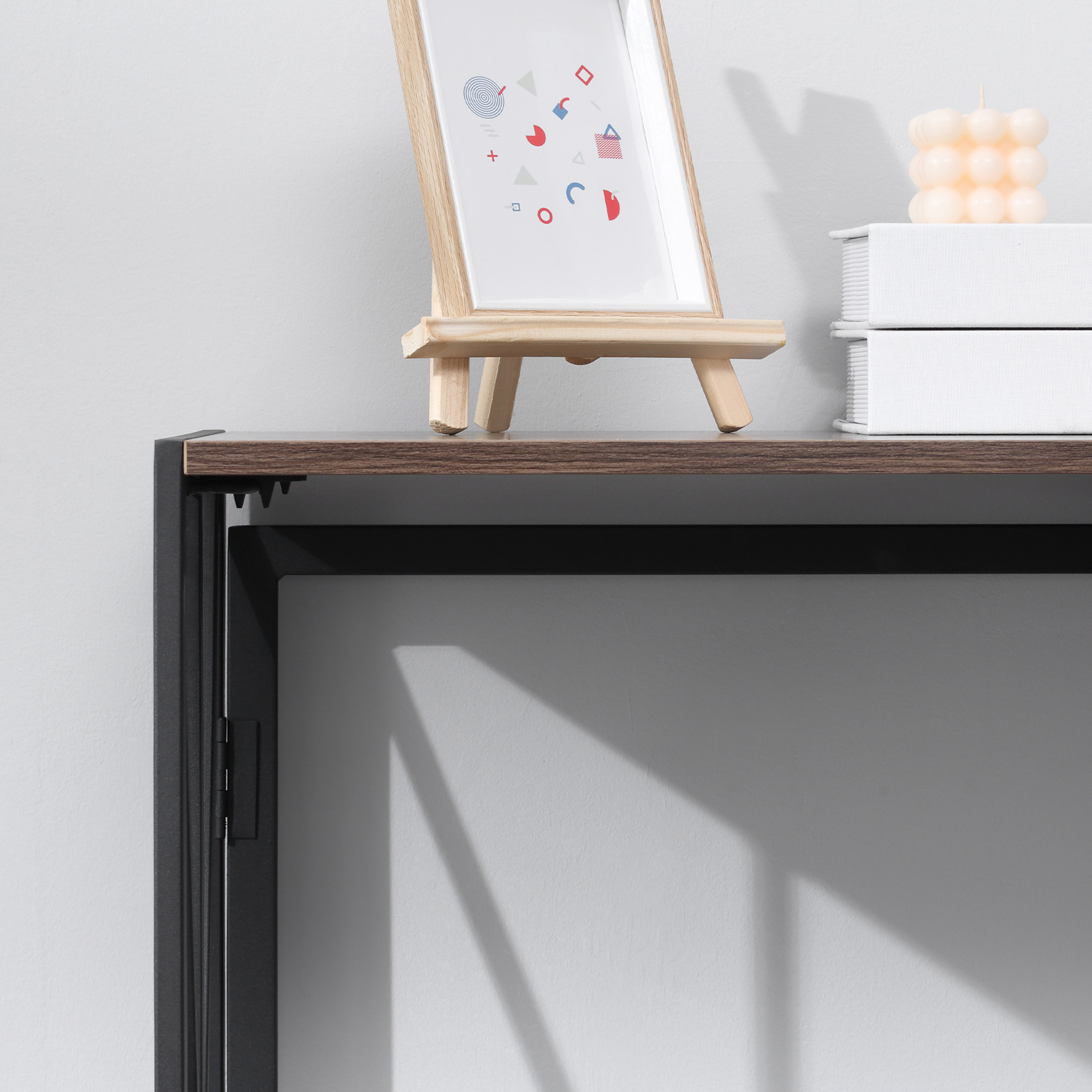  Consola cu cadru metalic pentru sufragerie, intrare, maro [8]