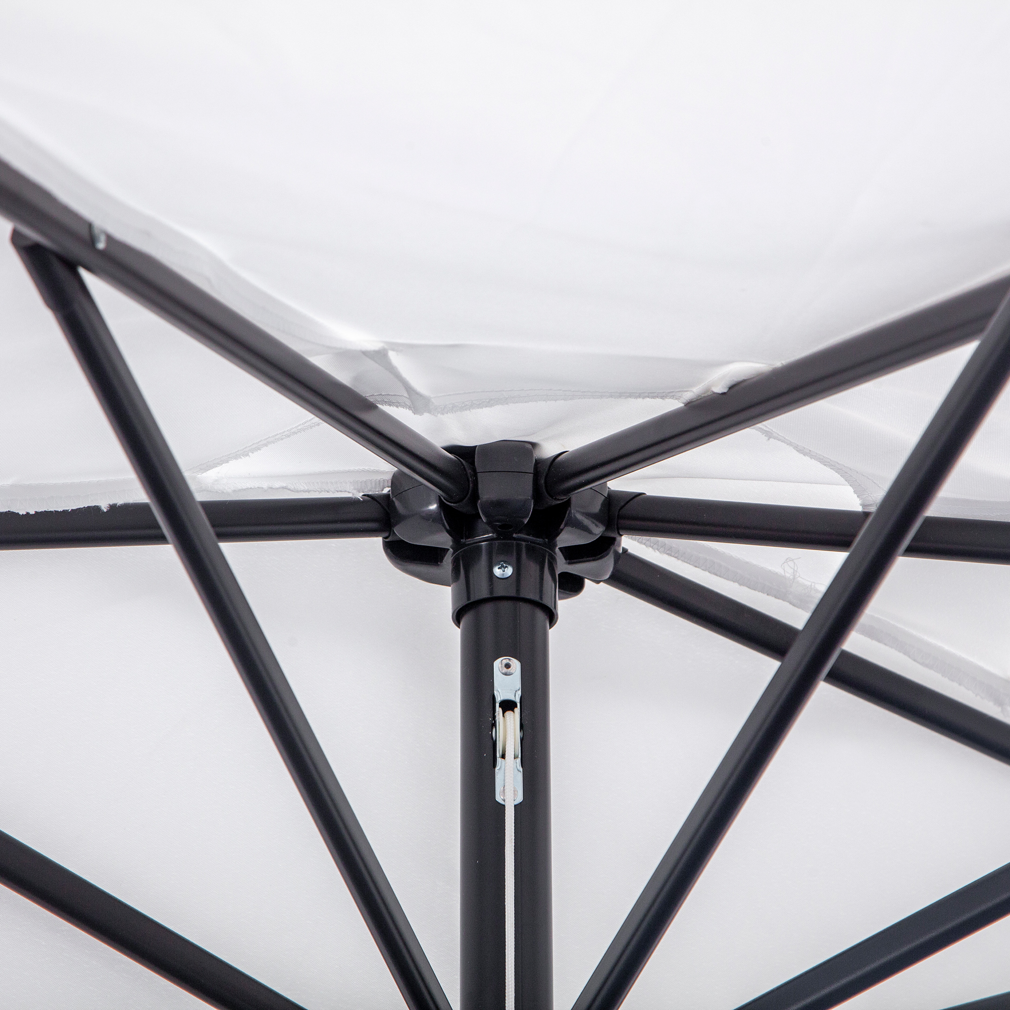  Umbrela de Terasa in Forma de Semiluna cu Deschidere cu Manivela si Stalp in 2 Sectiuni, 2,6x1,35 m, Alba [8]