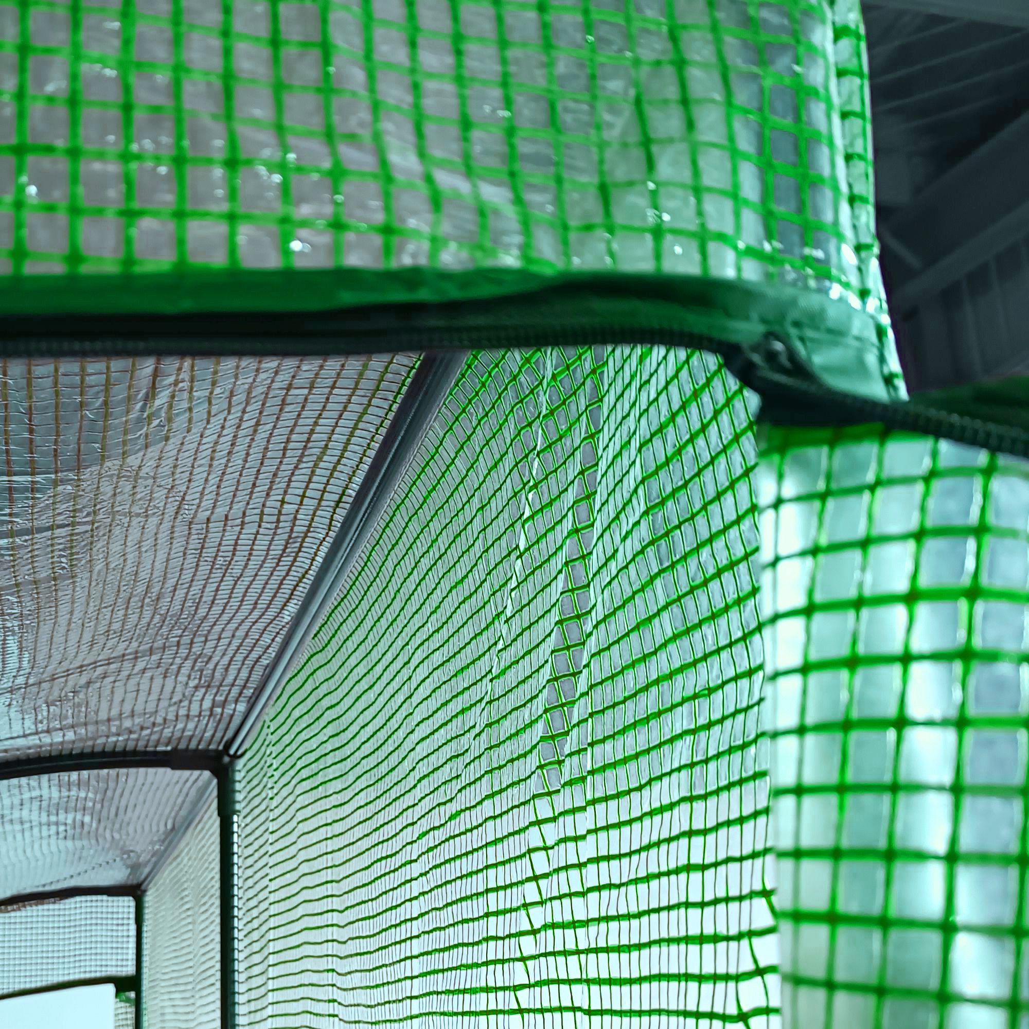  Sera de Perete cu 2 Rafturi pentru Plante si Flori din Otel si PE, 200x100x213cm - Verde [7]