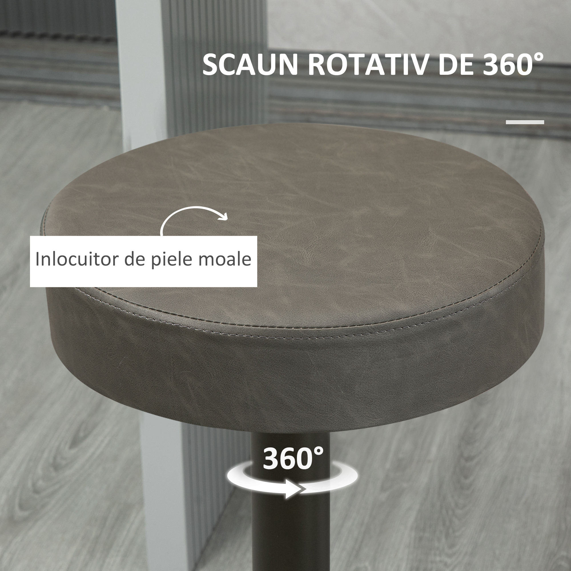  Set 2 Scaune Bar Pivotante & Reglabile 35×36×64-85 cm [5]