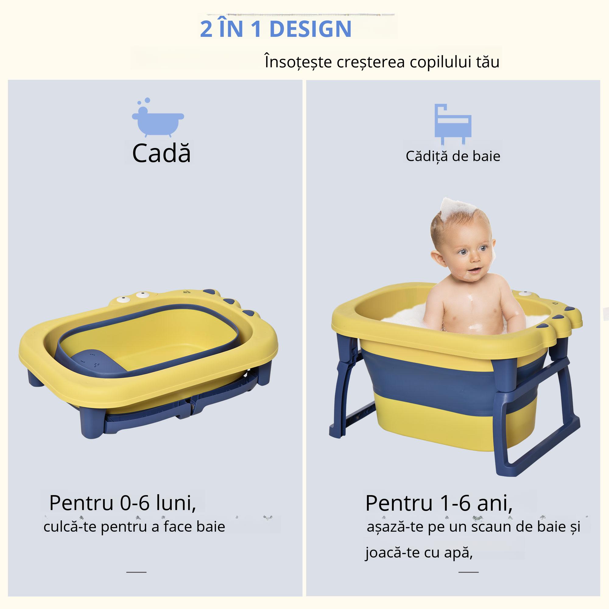  Cadita Pliabila 0-6 Ani - Nou-Nascuti, Albastru & Galben [5]