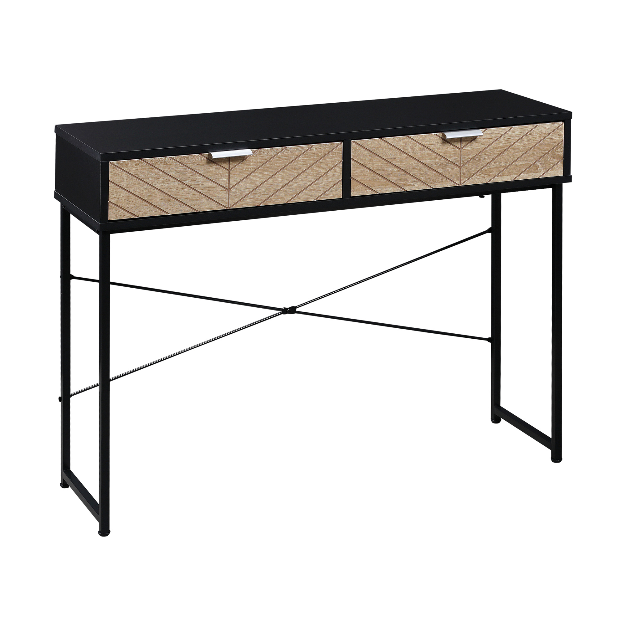 Living & hol - Consola Moderna  pentru Hol si Sufragerie cu 2 Sertare Metalice 100x30x75cm - Negru