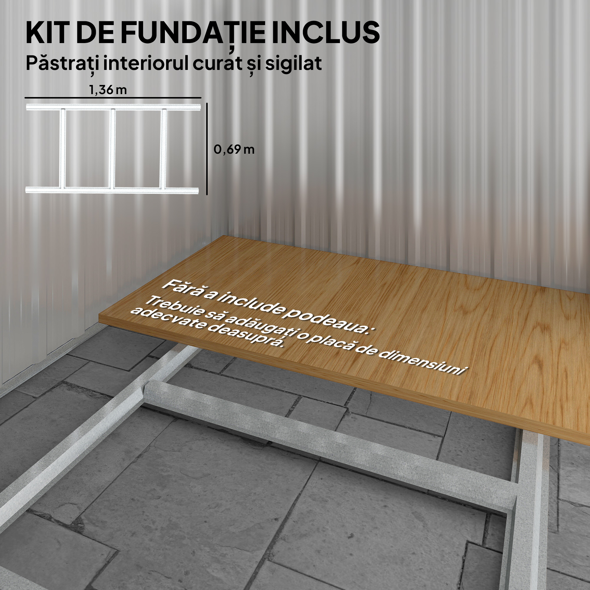 Casuta de Gradina pentru Unelte din Otel cu Acoperis inclinat si 4 Ferestre de Ventilatie, 152x132x188 cm, Gri [4]