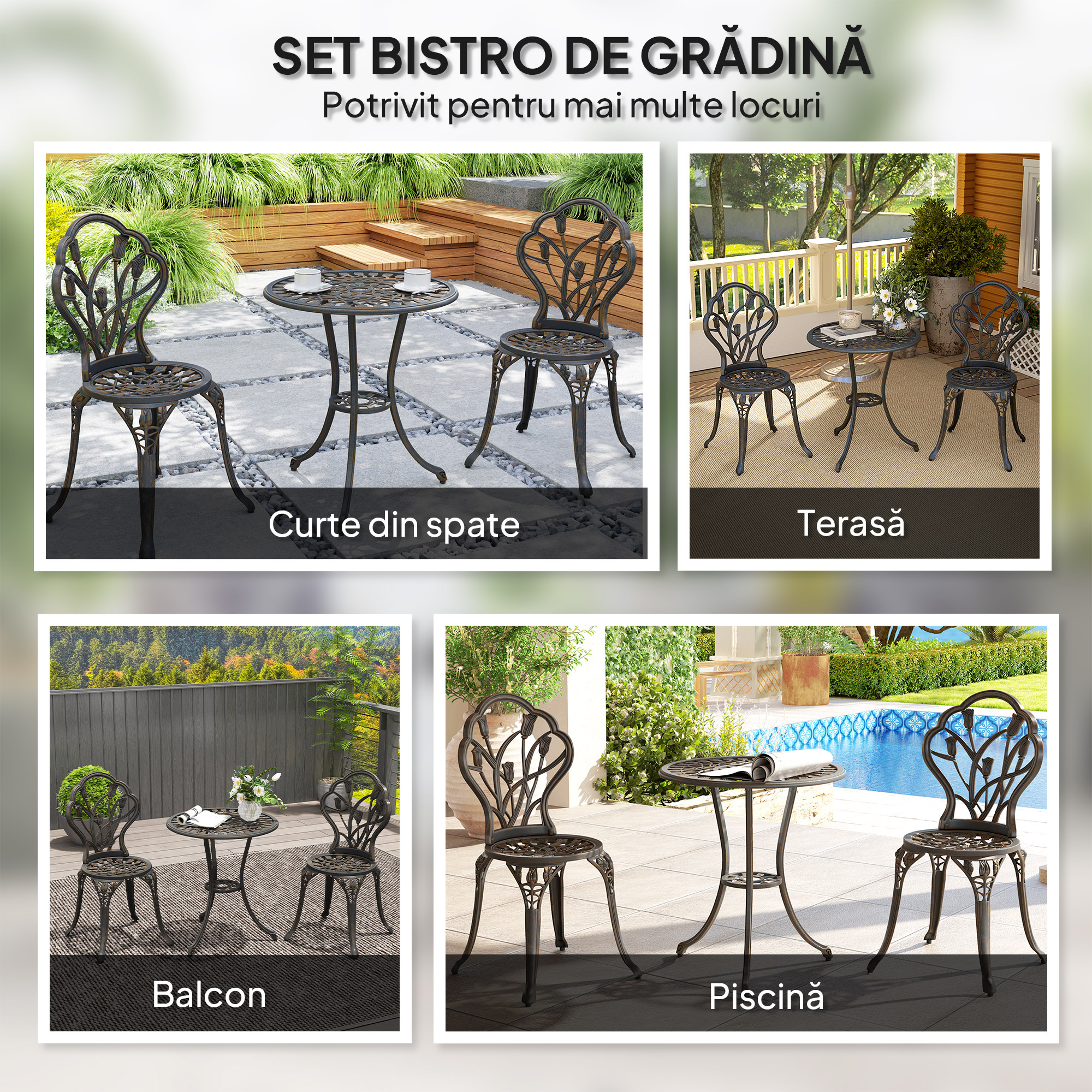  Set de Gradina 3 Piese din Aluminiu cu 2 Scaune [5]