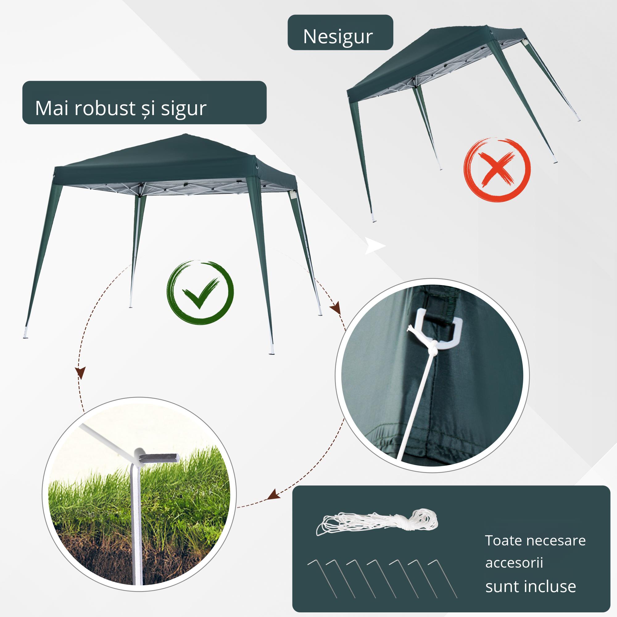  Foisor Pliabil de Gradina 2.4x2.4m in Otel si poliester, Verde [4]