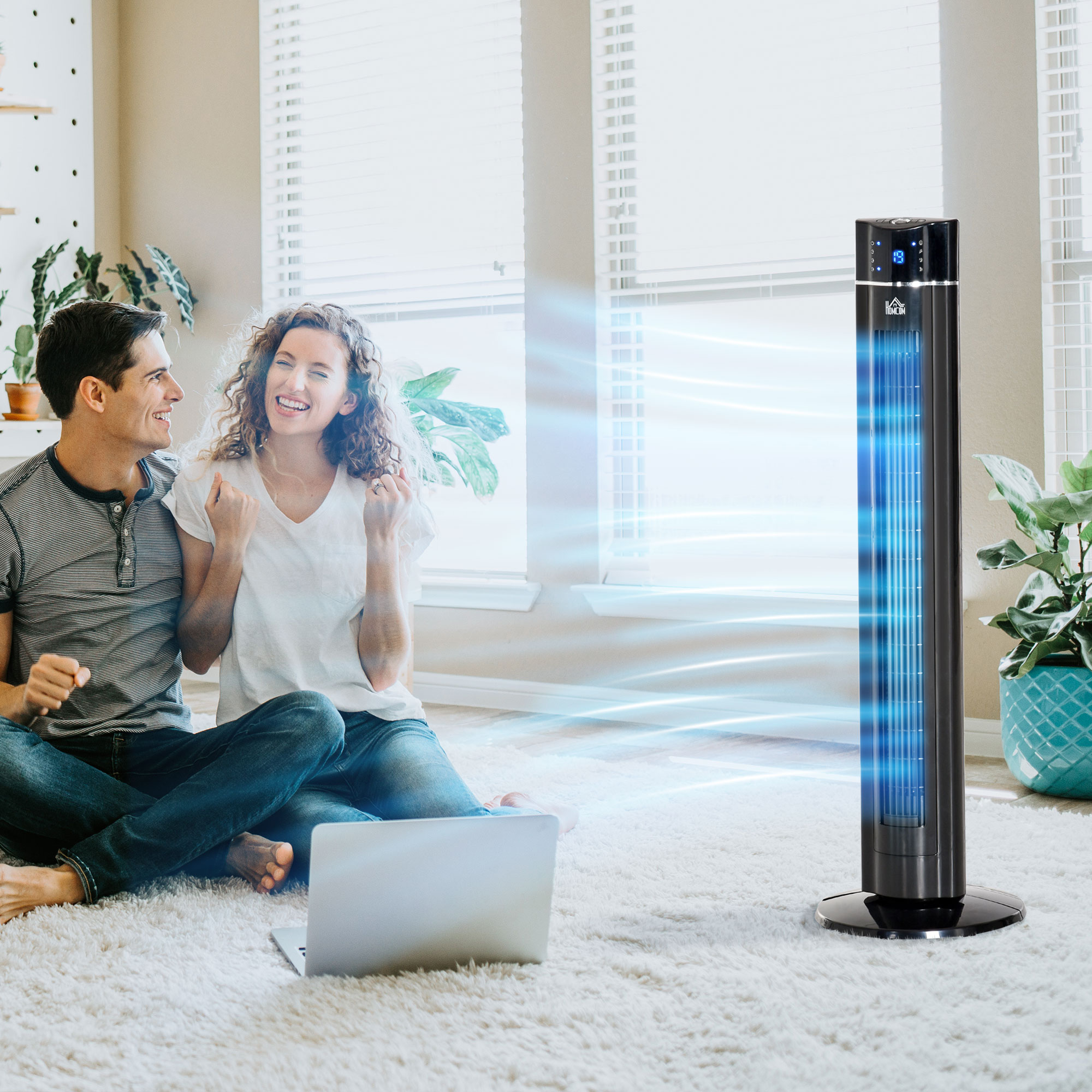  Ventilator pe coloana 60W cu 3 viteze, 3 moduri si temporizator 8h, din ABS, Ø32x106,8 cm, negru [1]