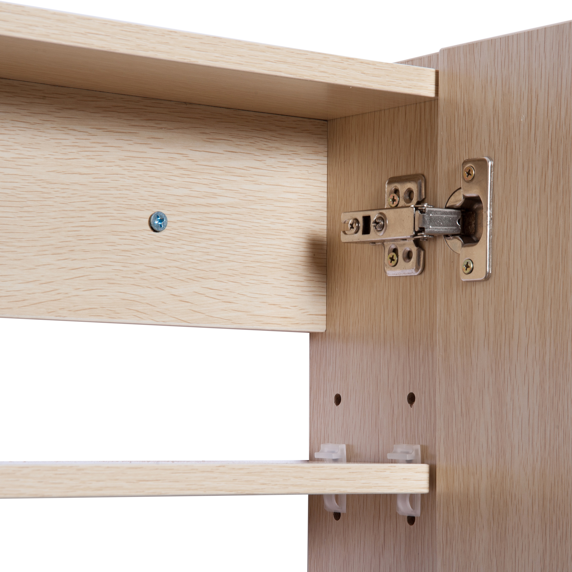  Dulap Baie Perete - Stejar, 3 Usi cu Oglinda, 90×60 cm [6]