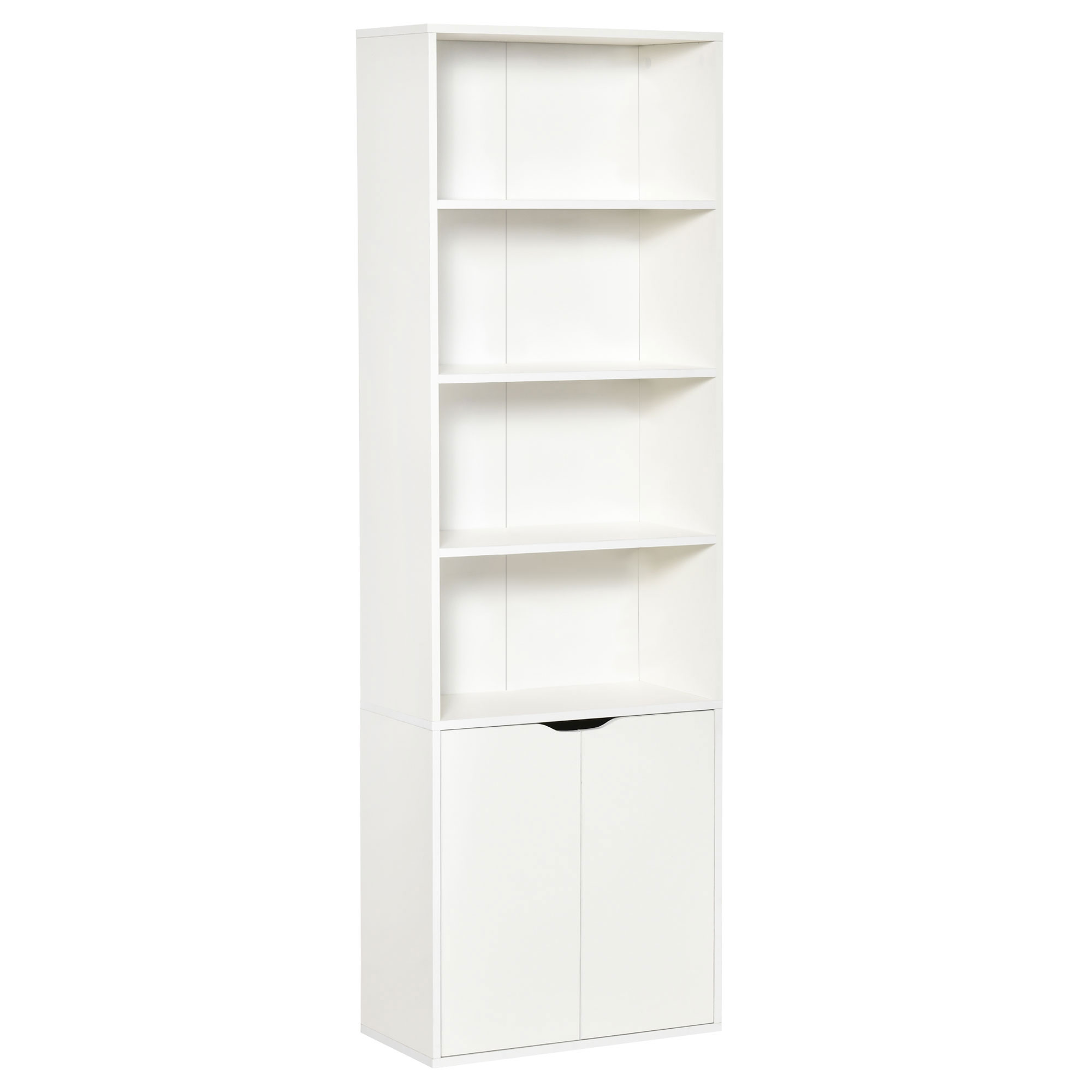 Mobila living -  Biblioteca Alba 59×29×180 cm - 4 Etajere + Dulapior cu Usi