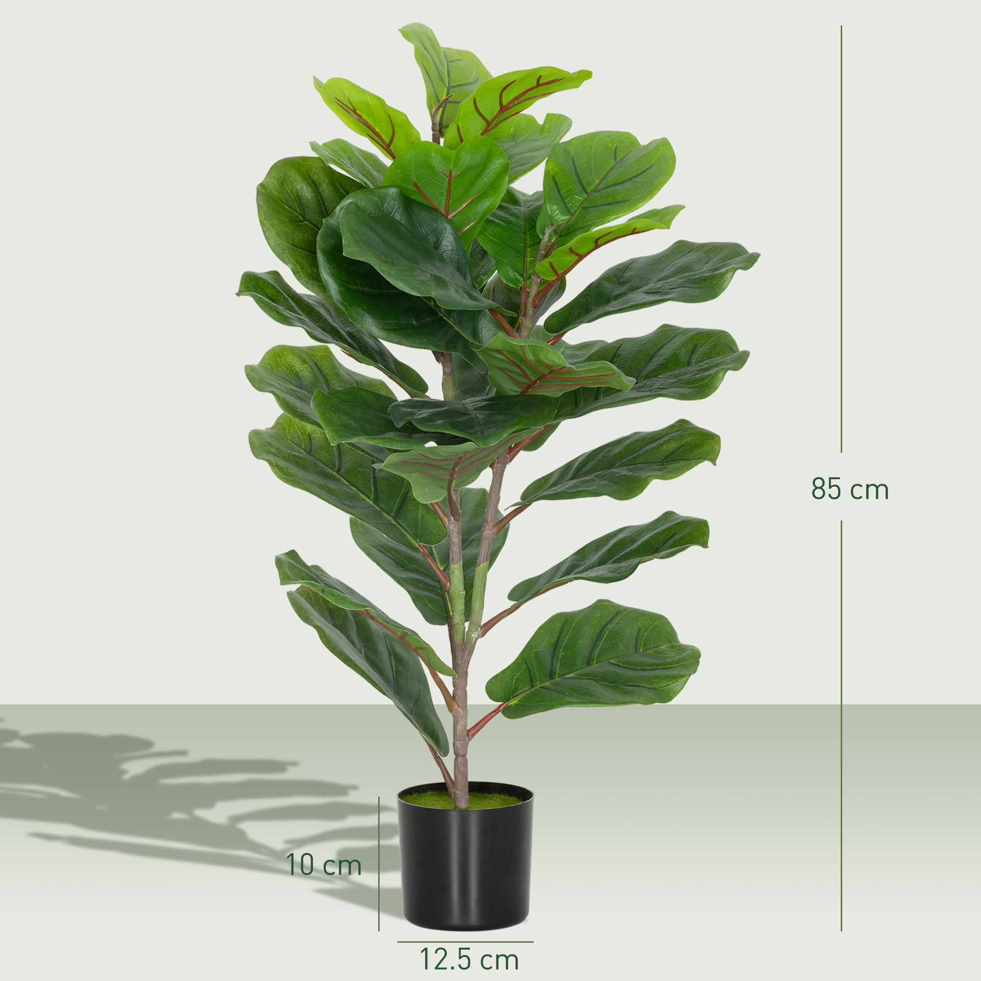  Planta Artificiala Ficus Lyrata inalta de 80 cm, Decorativa pentru Interior cu Ghiveci, Verde [2]