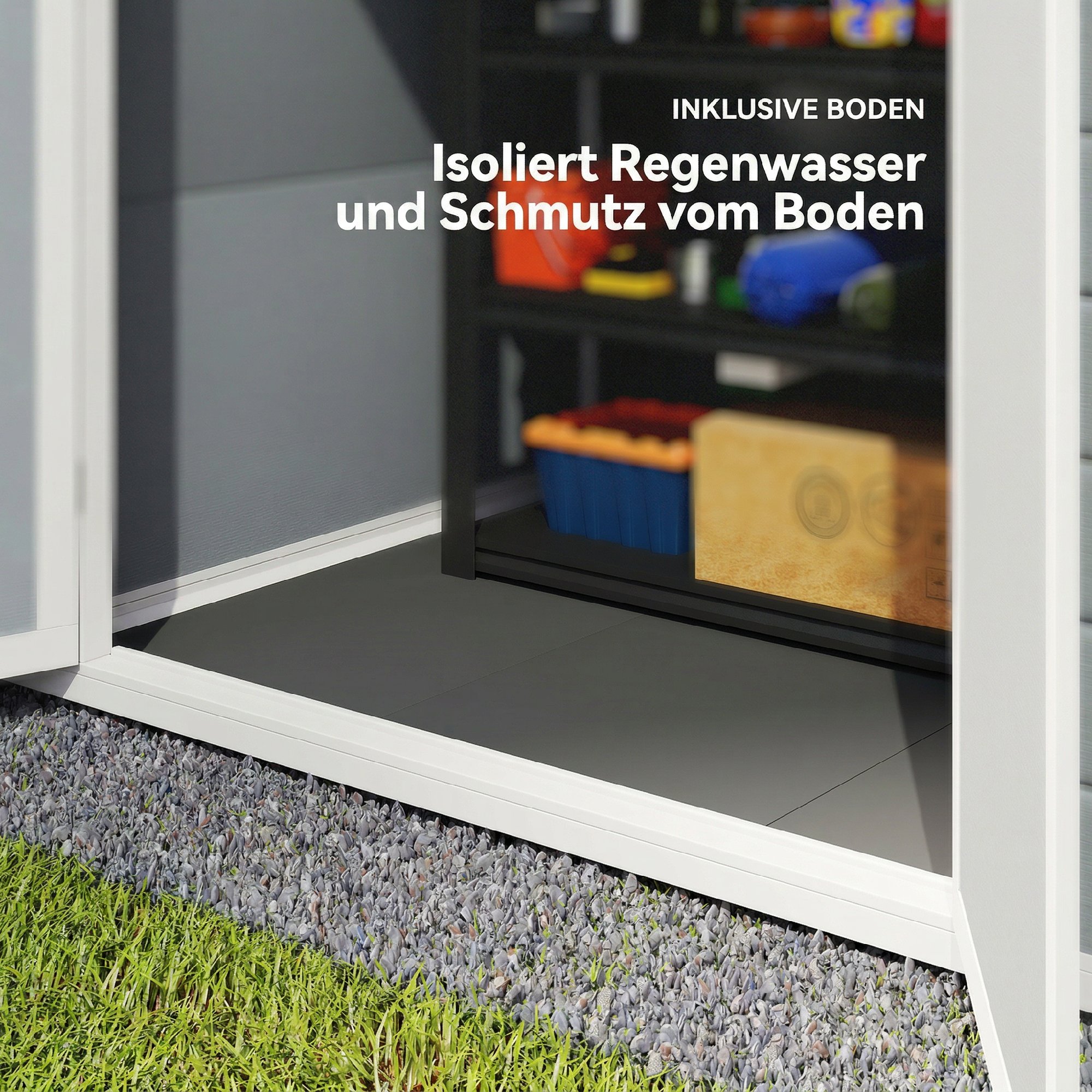  Casuta de Gradina cu Fereastra si Usi Duble din PP si Aluminiu, 183x134x210 cm, Gri [5]