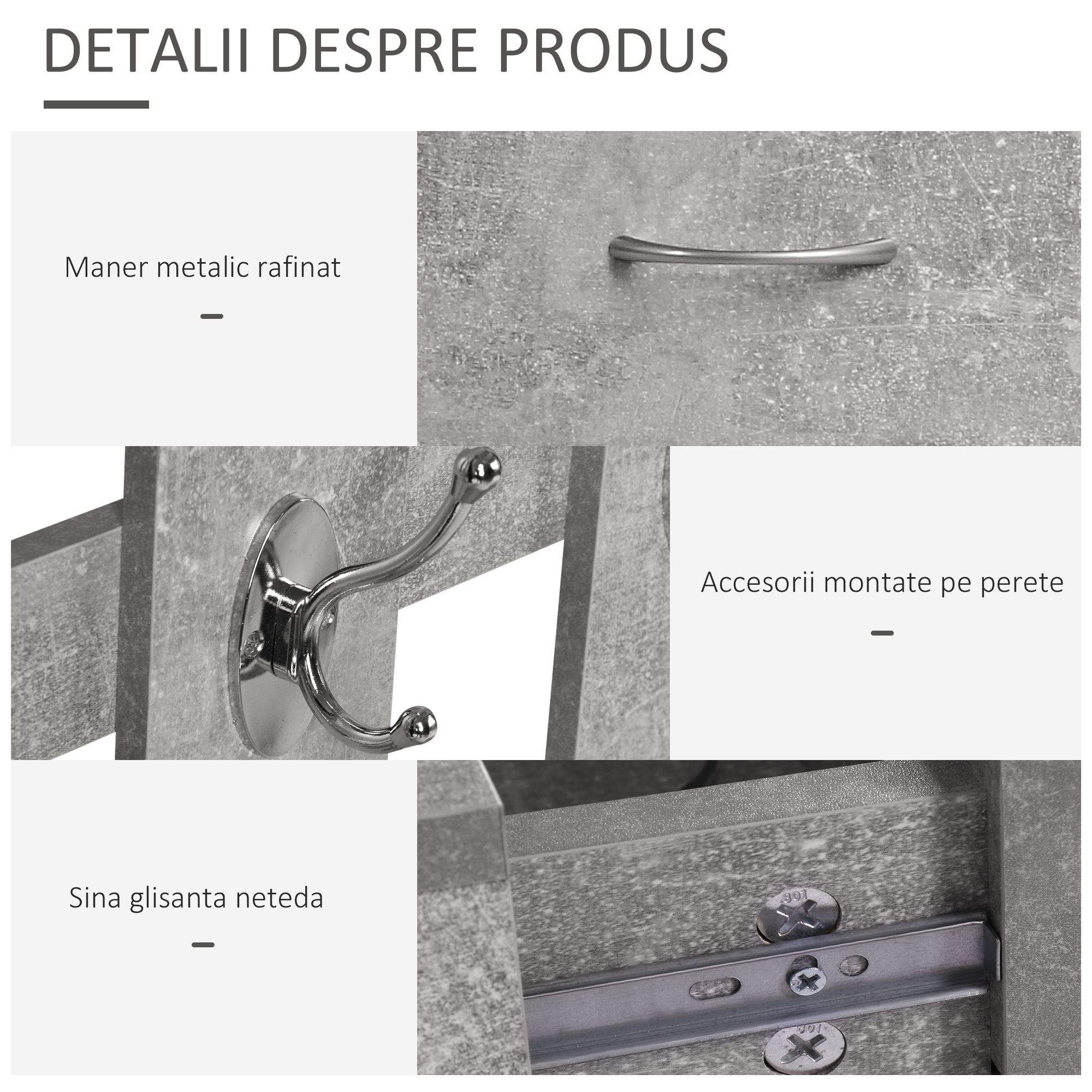  Garderoba Intrare - Cuier, Oglinda & Pantofar Reglabil [4]