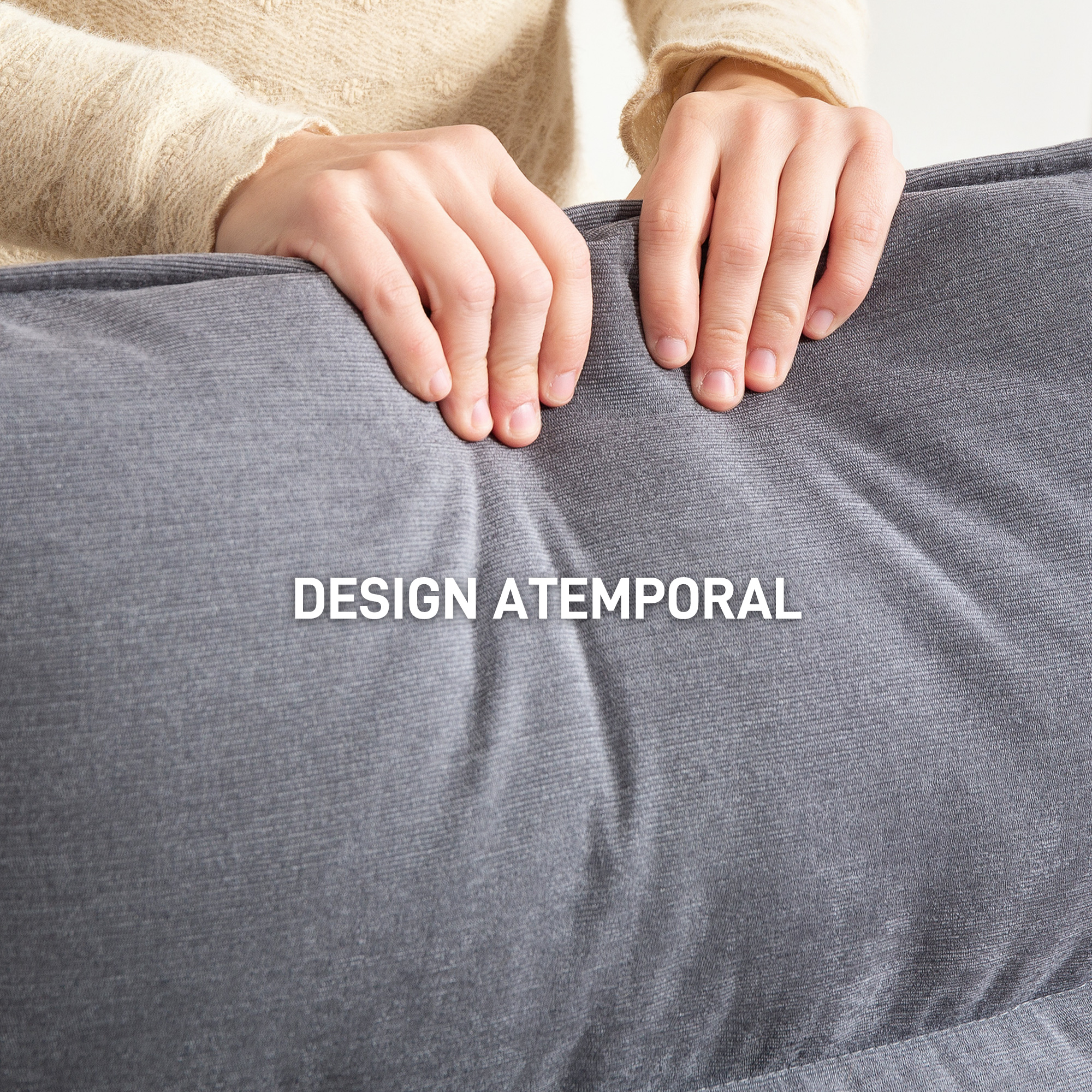  Fotoliu Balansoar Modern cu Manere din Lemn si Perne Groase din Catifea, 67x83x105 cm, Gri [4]