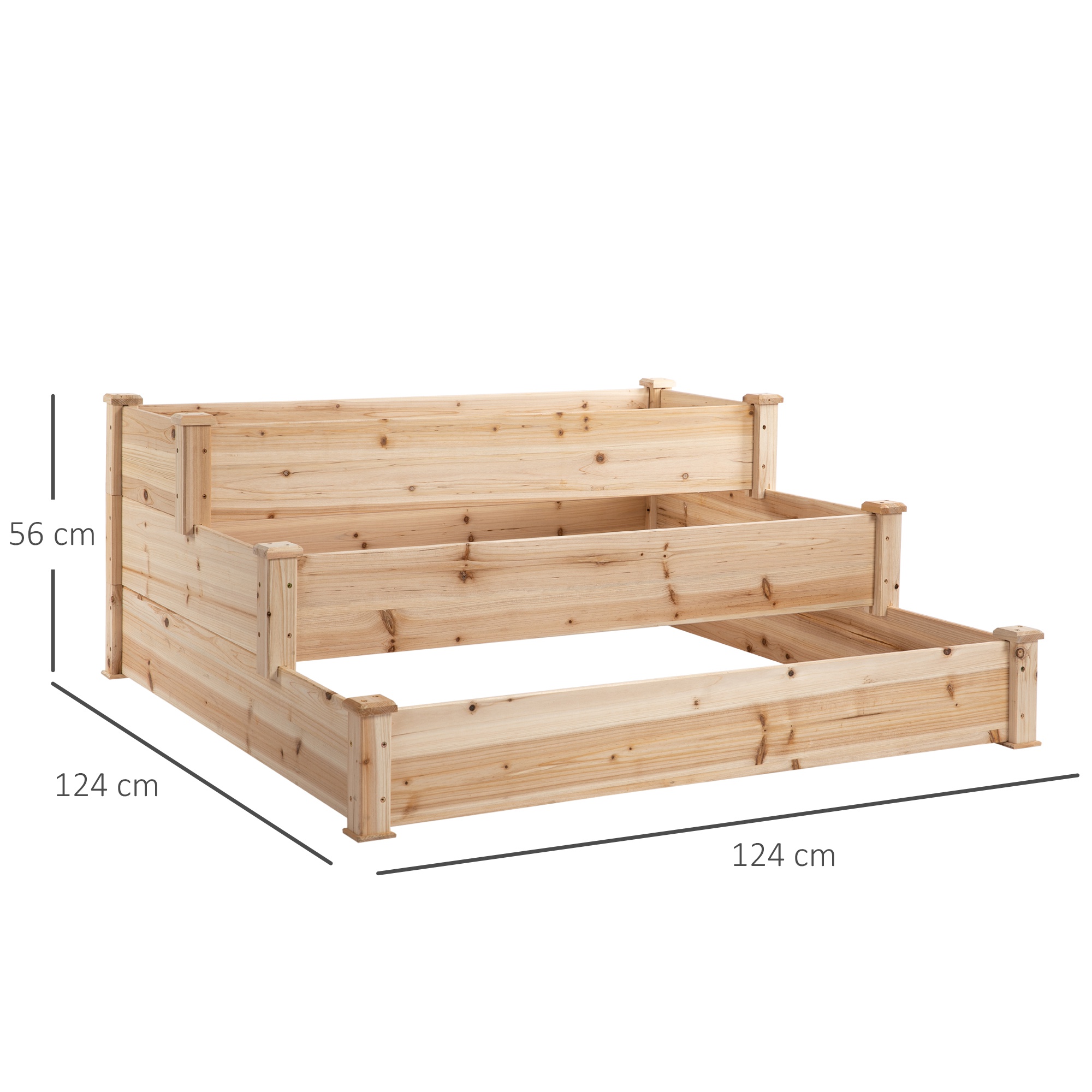  suport 3 rafturi lemn pentru plante, 120x120x56 cm [2]