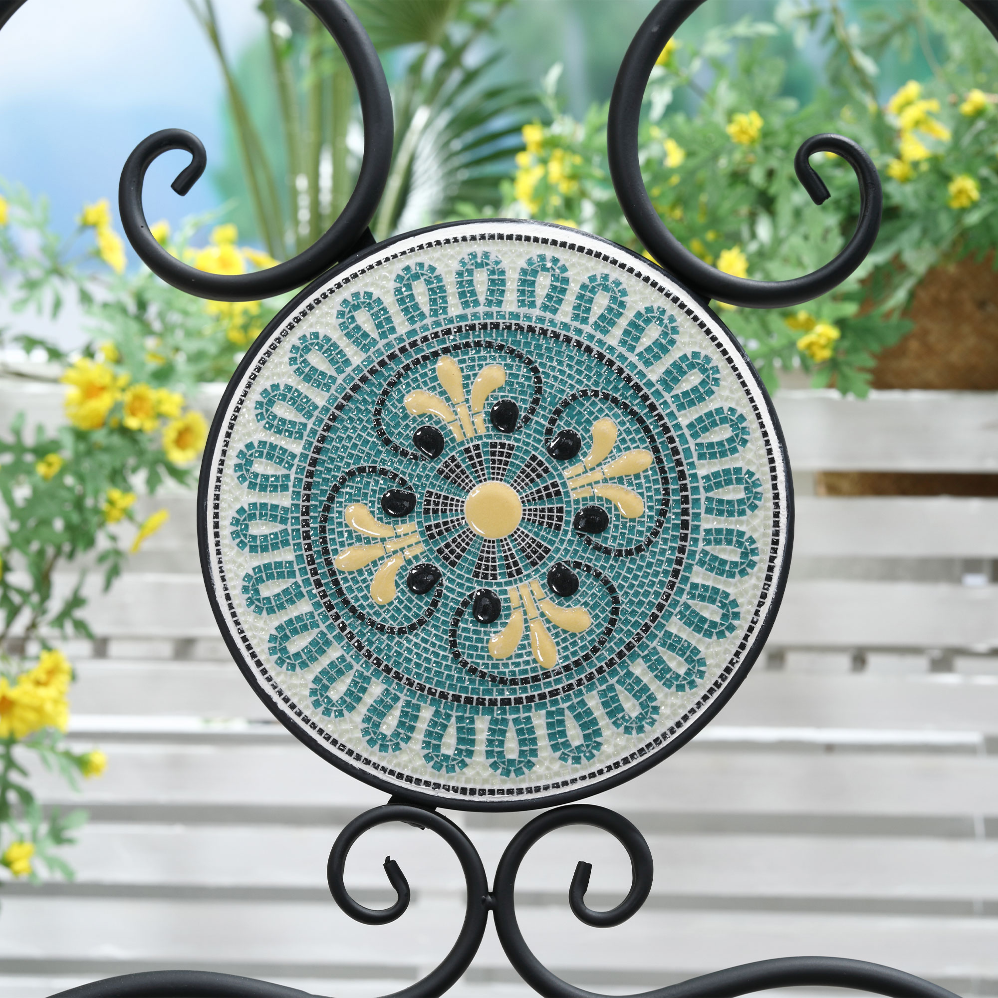  Set de Gradina cu Mozaic de 3 Piese, din Metal, Verde [8]