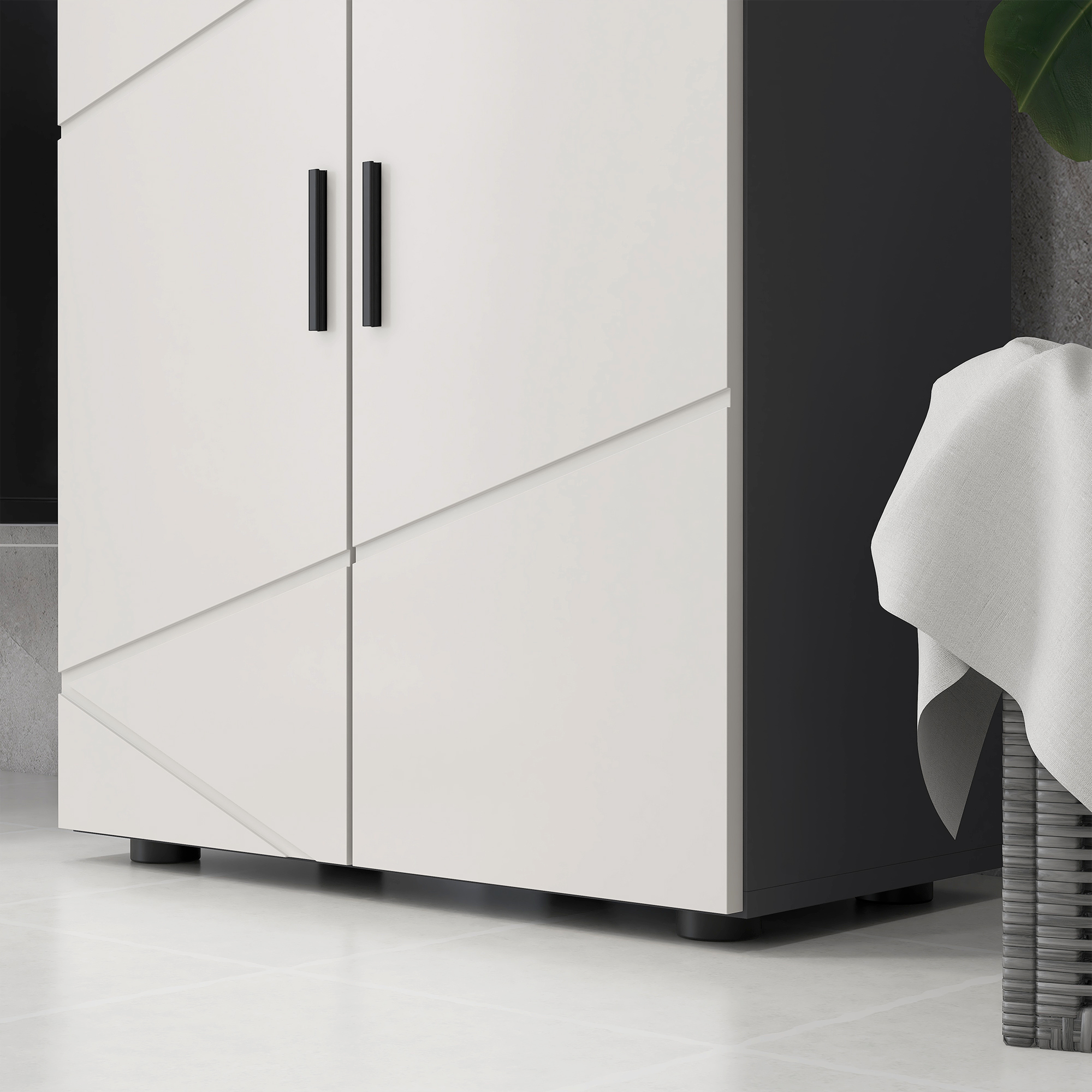  Dulap Baie Gri 60×30×82 cm - Cu 3 Rafturi si Usi cu Amortizare [8]