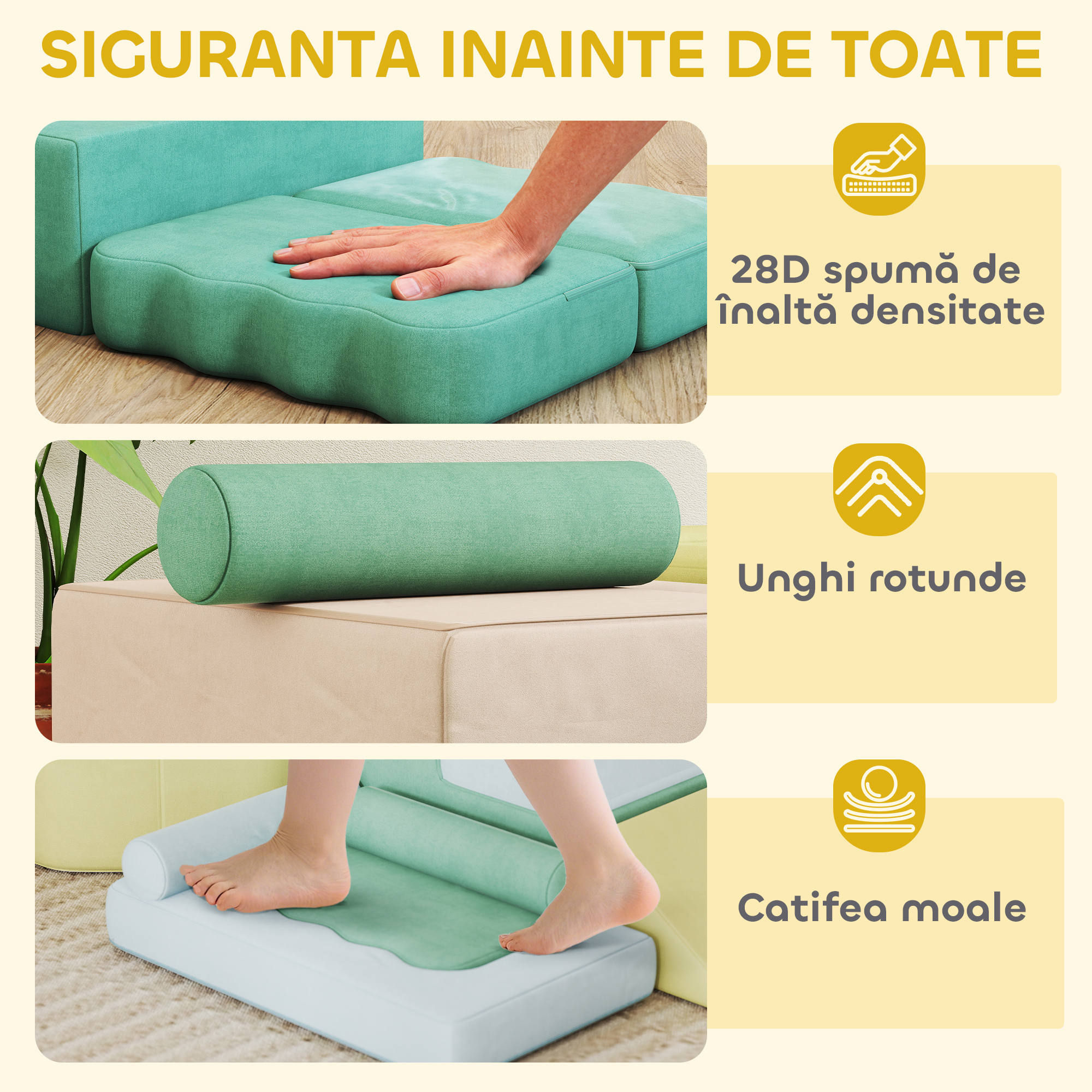  Set 15 Blocuri de Constructii Moi Modulabile pentru Copii cu 200 de Mingi pentru Uz Intern, Multicolor [4]