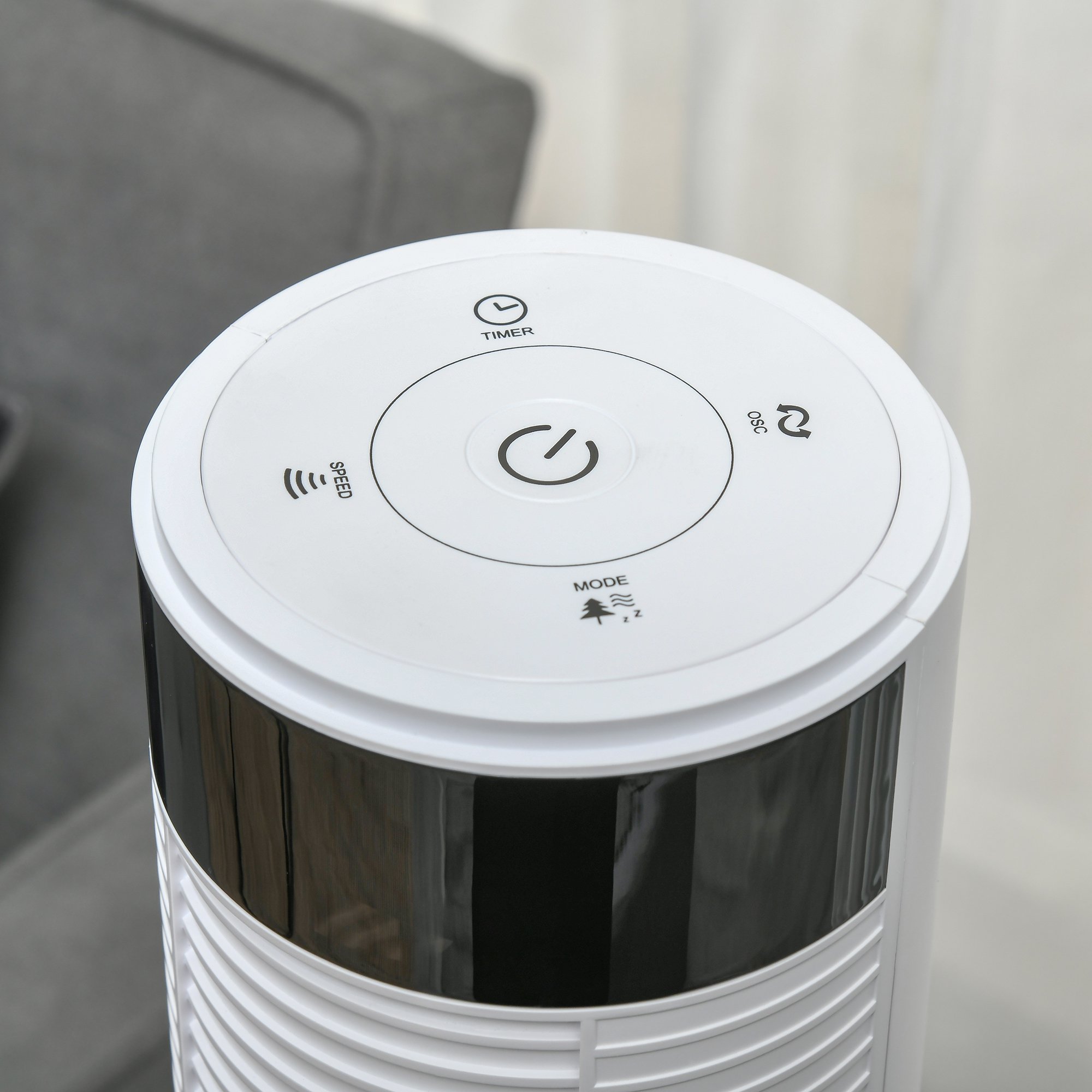  Ventilator Coloana cu 3 Viteze si 4 Moduri, Timer de12h, Panou LED si Telecomanda, Alb [7]