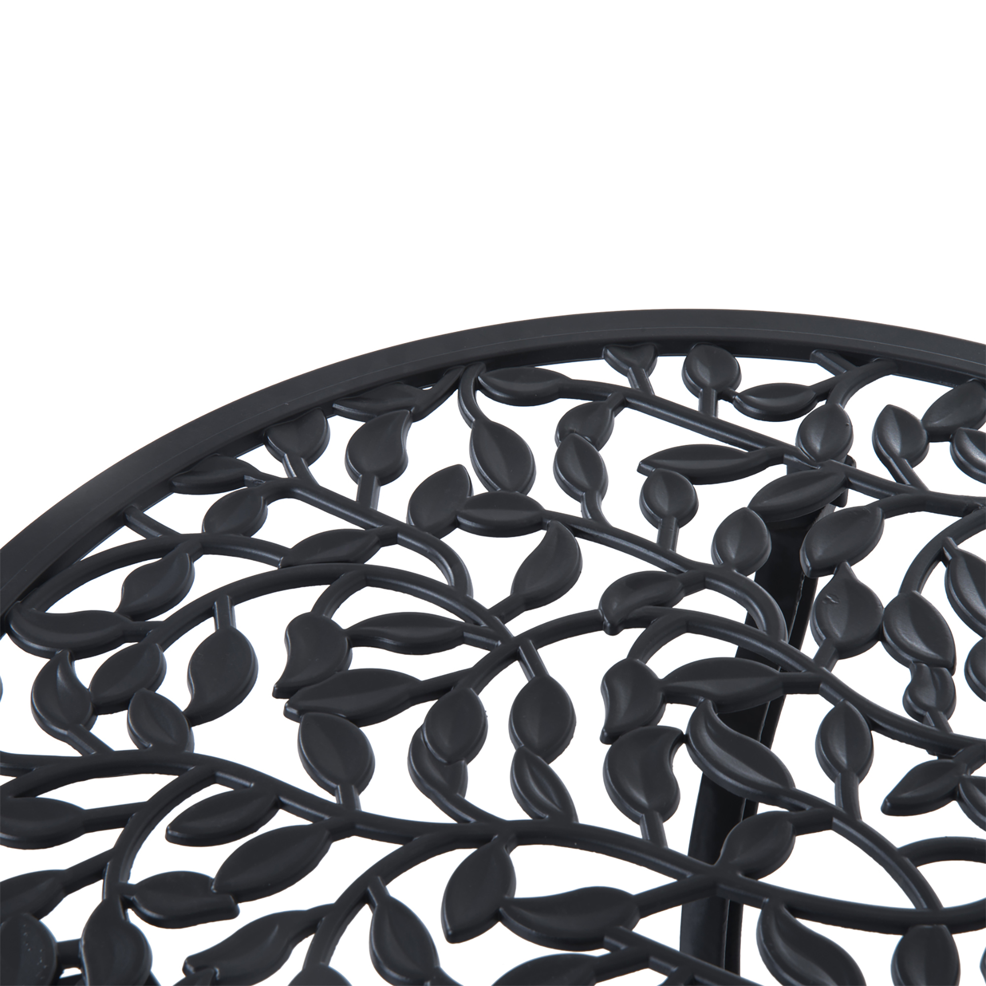  Set de Gradina 3 Piese cu 2 Scaune de Exterior si Masa Rotunda din Aluminiu, Negru [8]