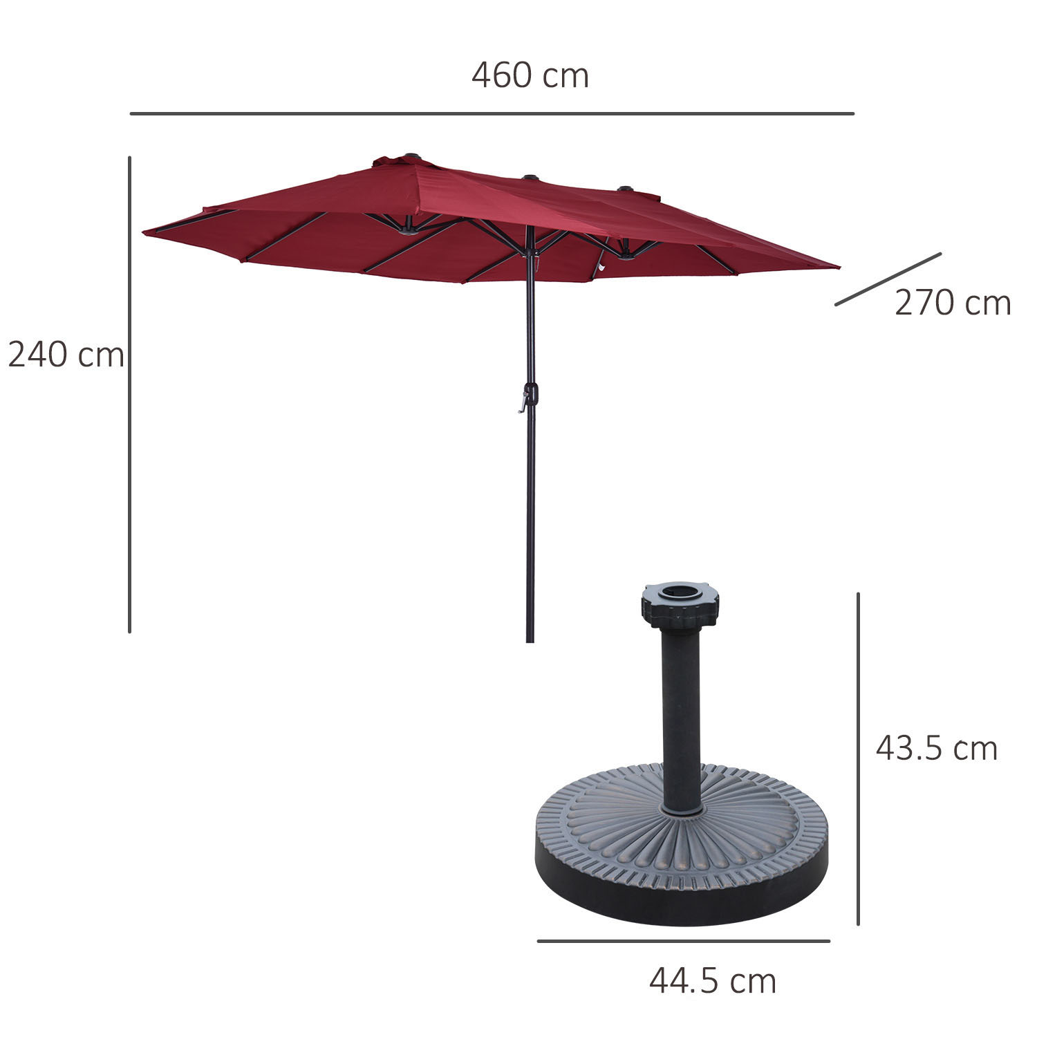  Umbrela cu deschidere dubla de Gradina in otel si poliester, Ros [2]