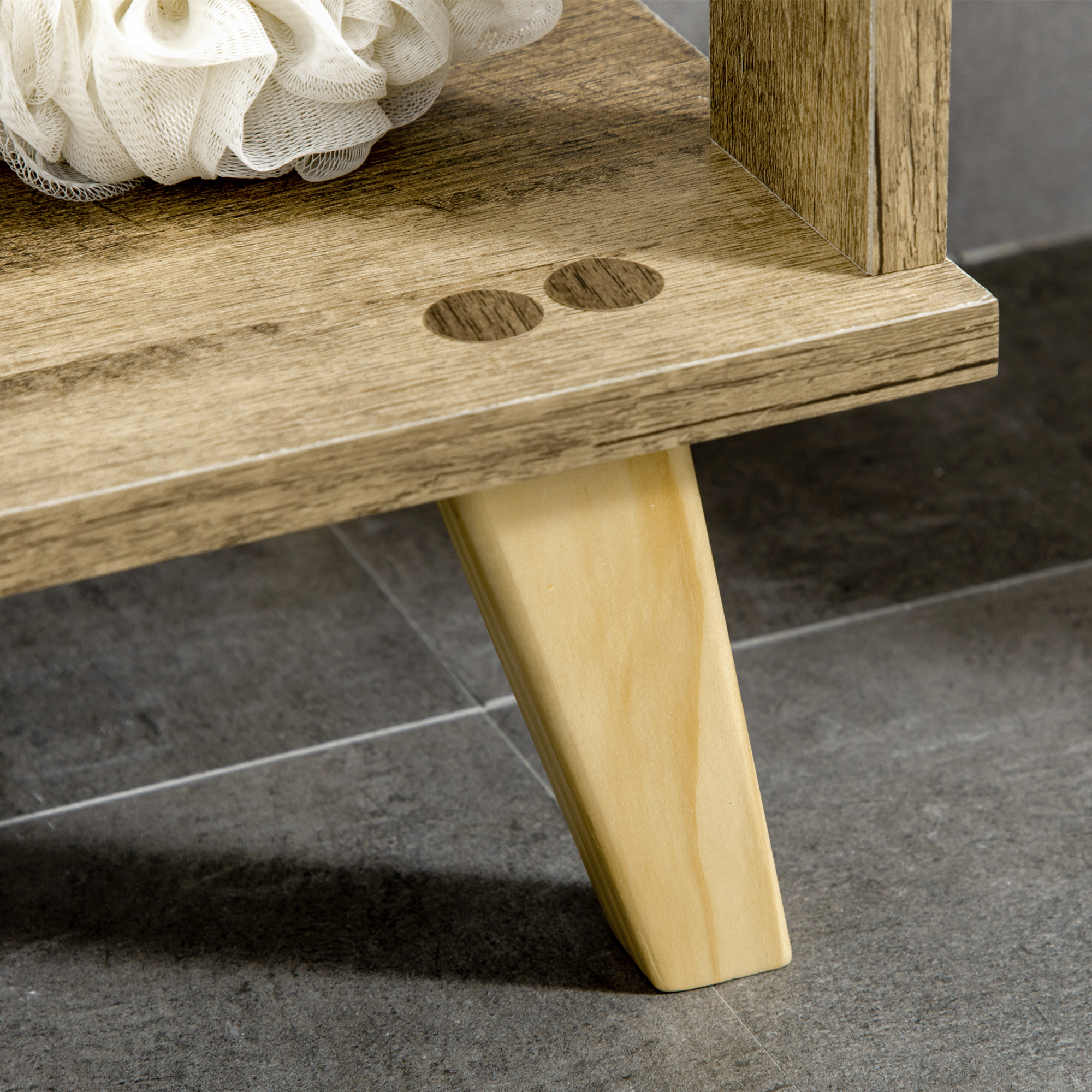  Dulap de baie modern cu dulap, sertar si rafturi din lemn, dulap multifunctional cu baza inaltata, 50x30x89cm, alb [8]