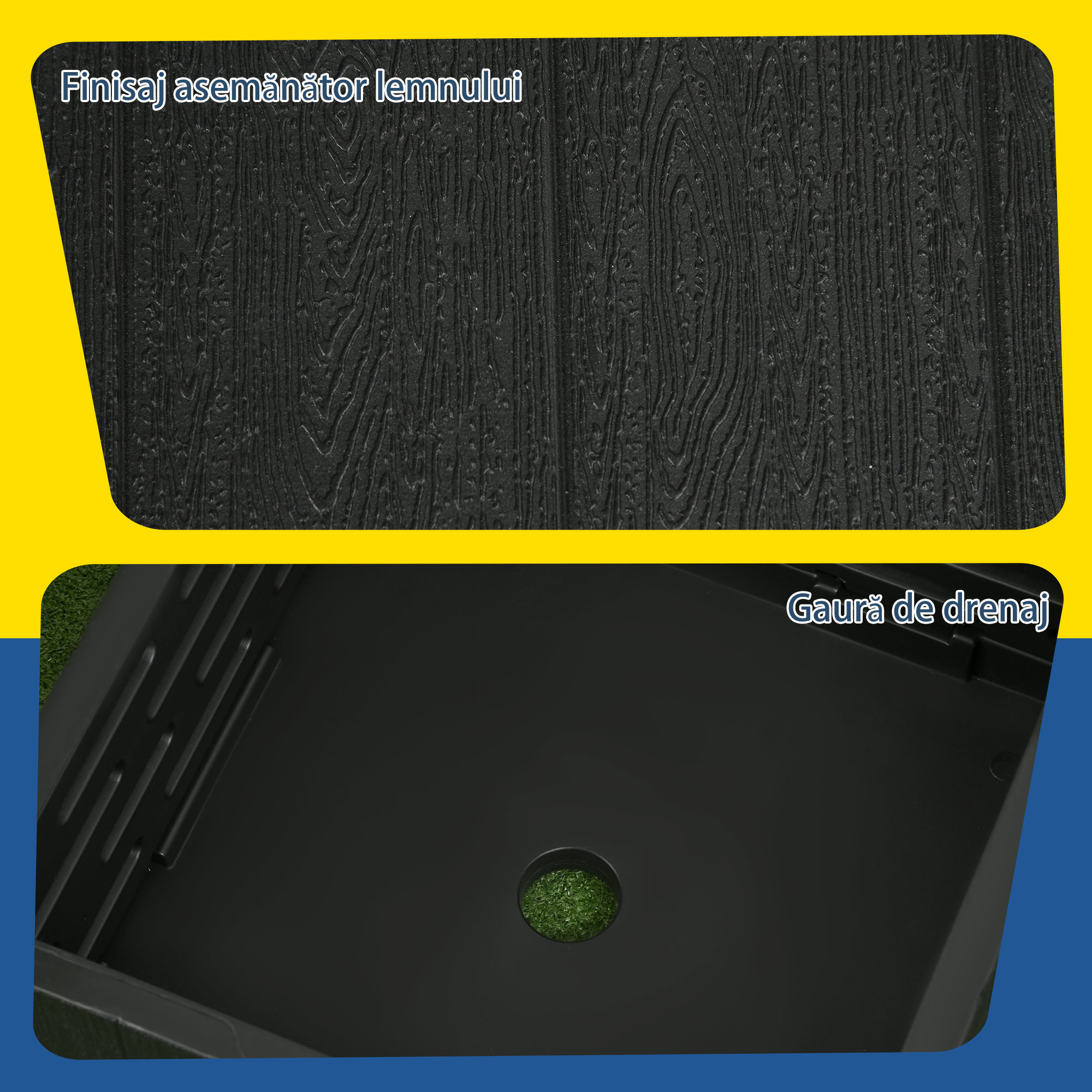  Baza pentru Umbrela 3-in-1 Exterior, Masuta de Cafea, Jardiniera cu Orificiu de Scurgere, Capacitate 80 kg, Suport Umplut cu Roti si Manere pentru Terasa si Piscina, Negru [7]