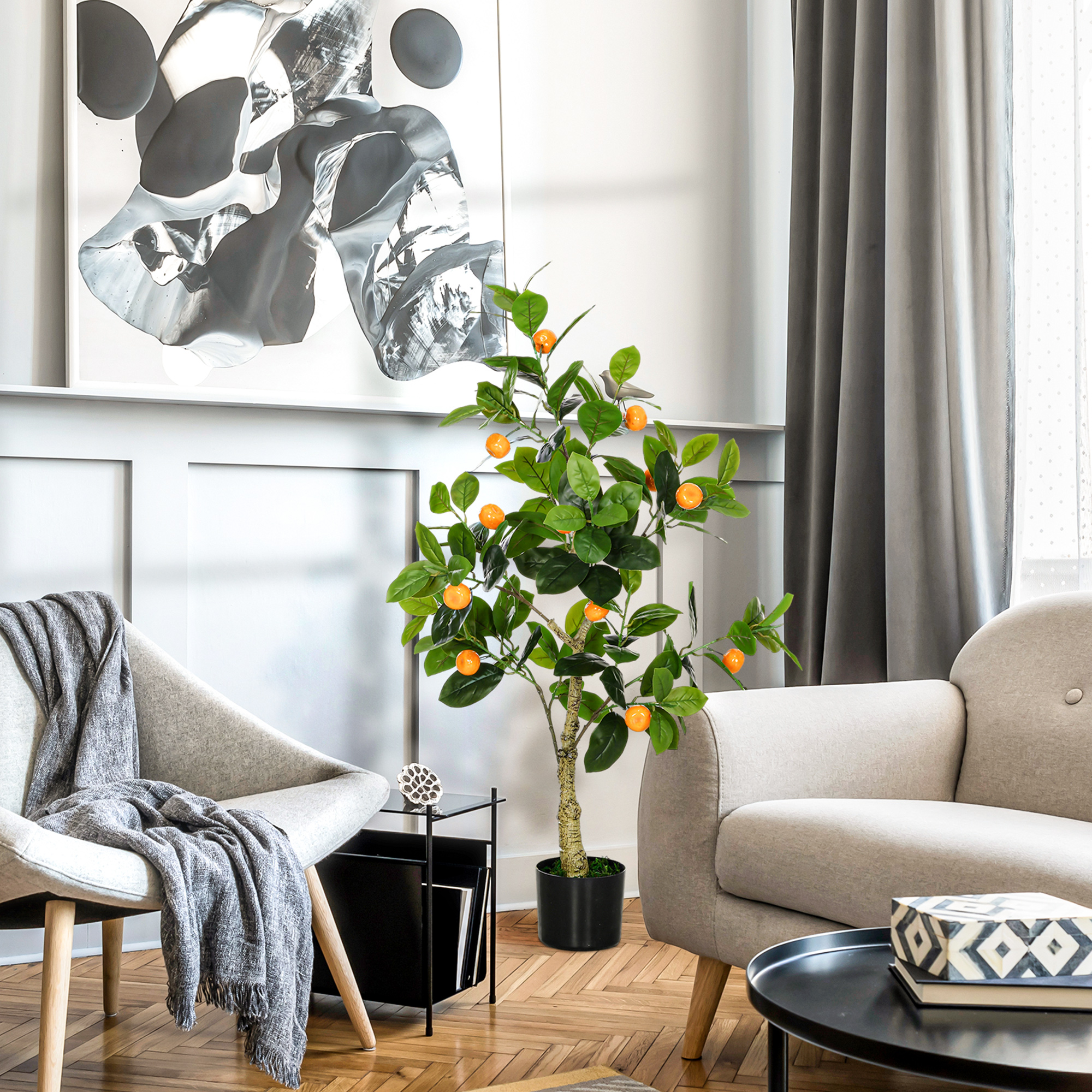  Set 2 Plante Artificiale de Lamaie si Portocal de 120cm pentru Interior cu Ghiveci [6]