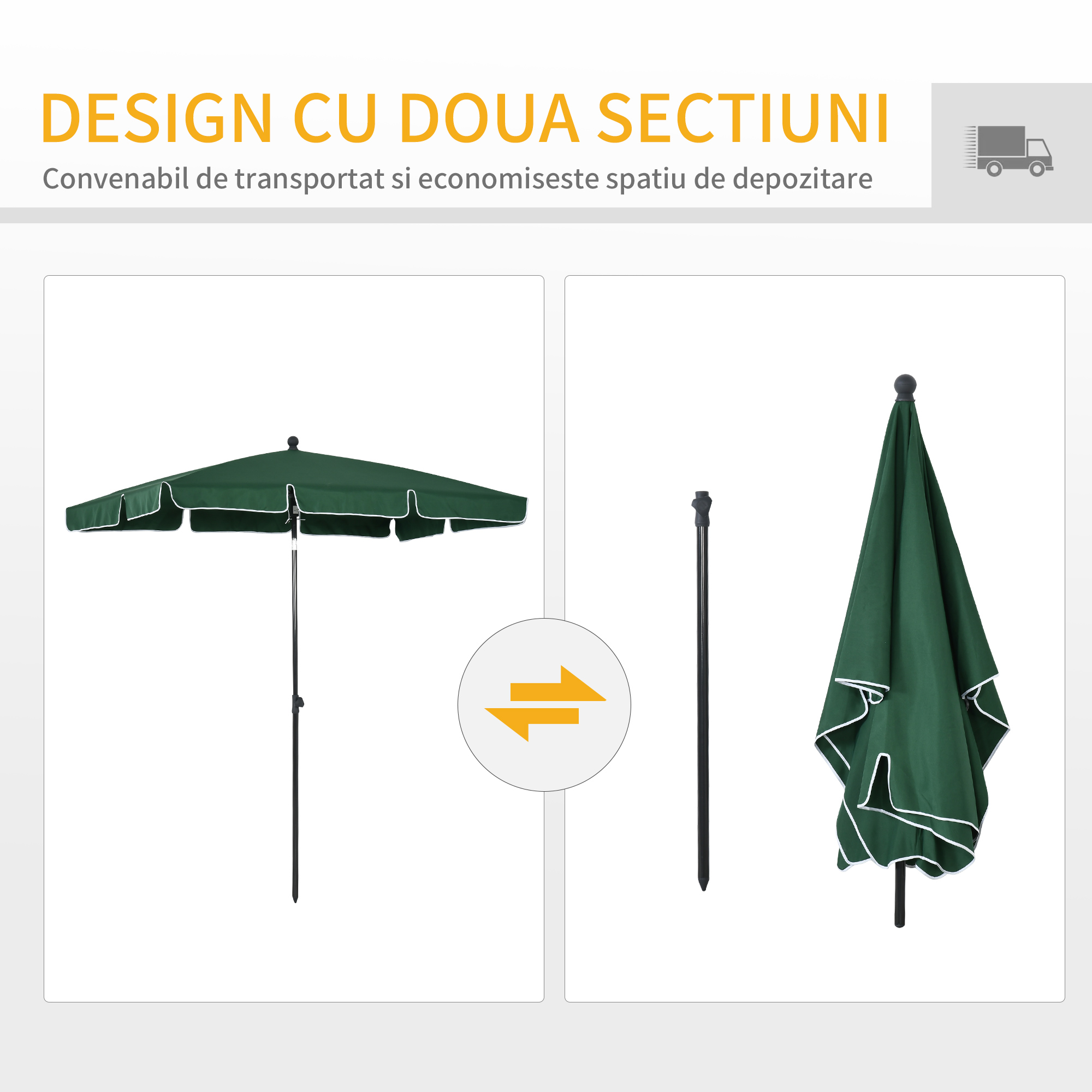  Umbrela pentru Gradina 2x2.4 m, Umbrela Dreptunghiulara [4]