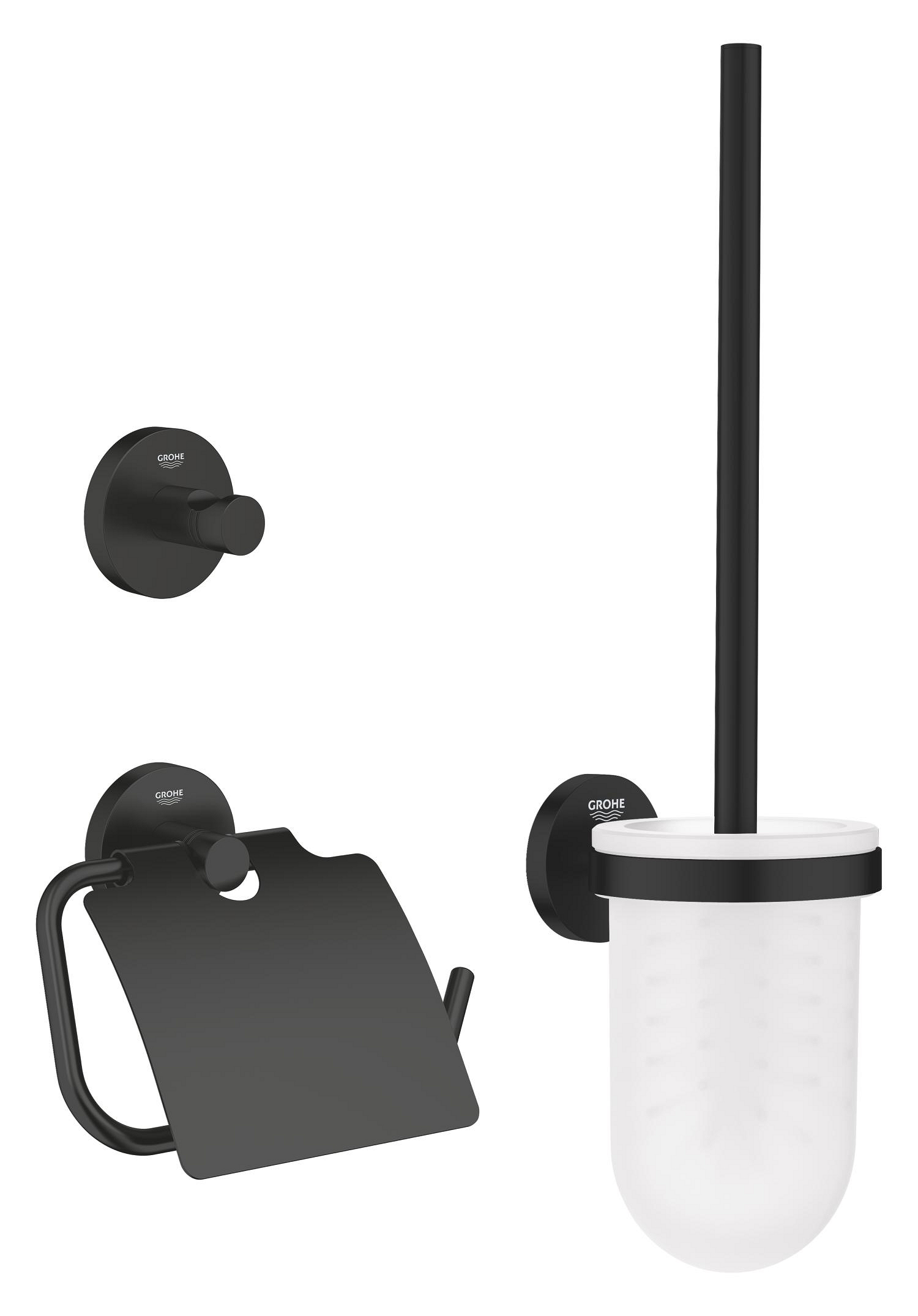 Baie - Pachet accesorii baie Grohe 412042430, 3in1 Start, tip instalare pe perete, numar piese 3, numar rafturi 0, negru