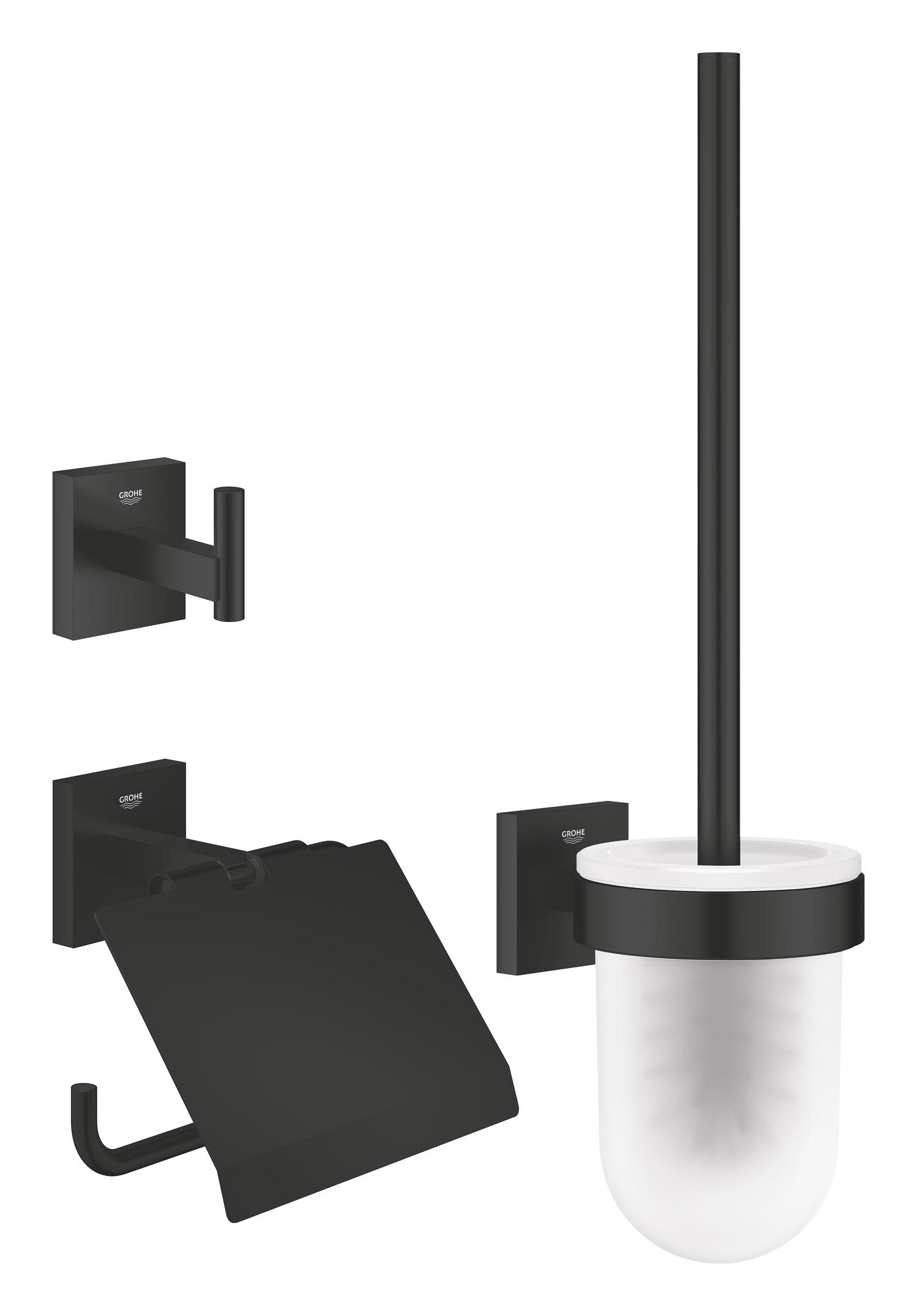 Baie - Pachet accesorii baie Grohe 411232430, 3n1 Start Cube, tip instalare pe perete, numar piese 3, negru