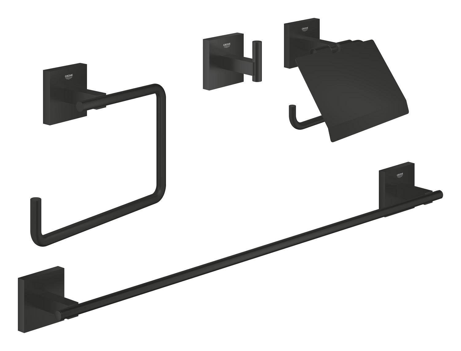 Baie - Pachet accesorii baie Grohe 411152430, 4in1 Start Cube, tip instalare pe perete, numar piese 4, negru