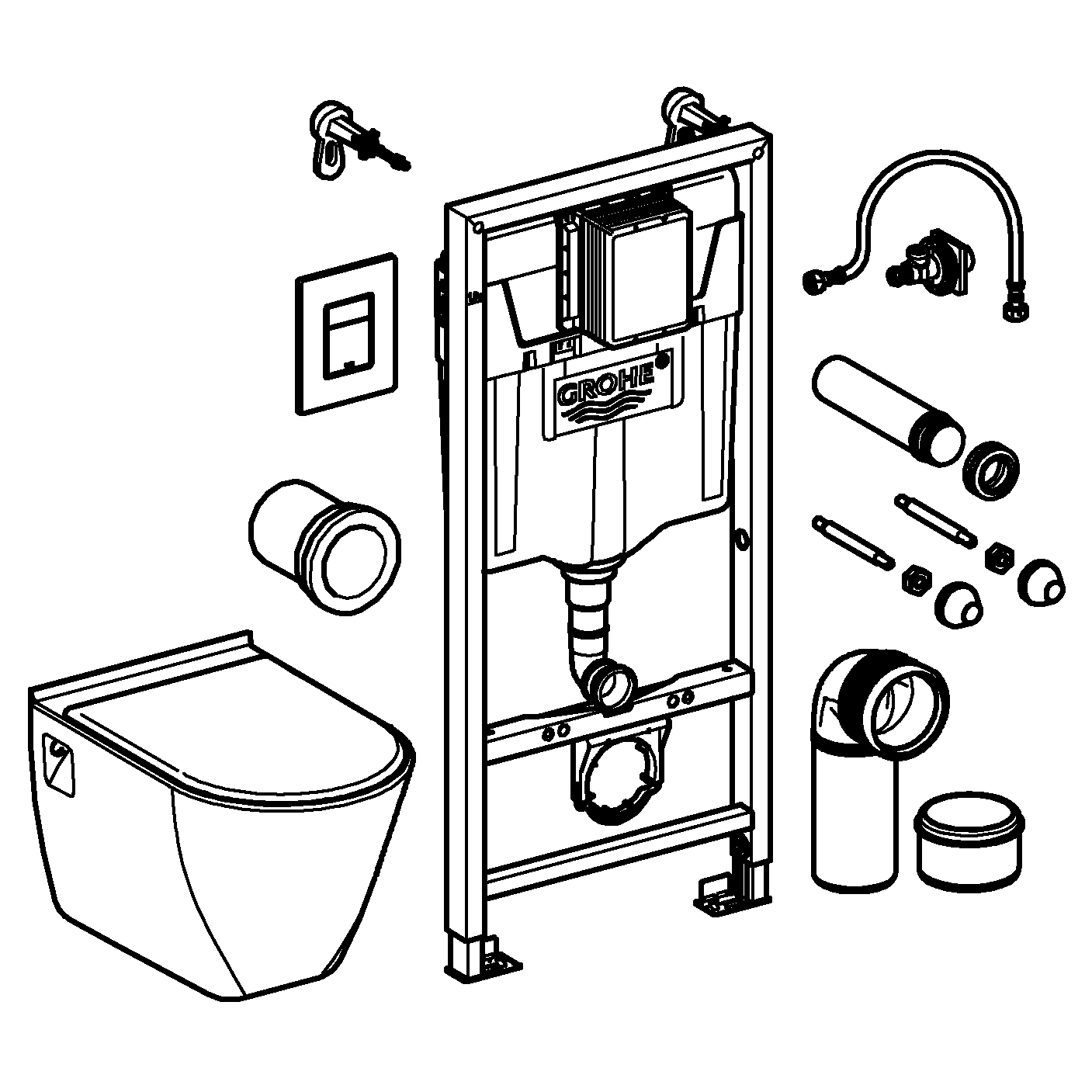 Pachet WC suspendat Grohe 39186000, 4 1 Solido Perfect, tip instalare suspendat, tip instalare cadru incastrat [4]