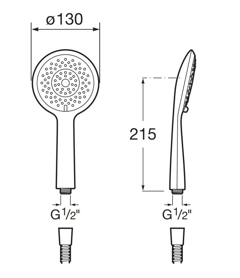 Para de dus Roca A5B1107RG0, dus Sensum, diametru 130 mm, 4 functii, montaj universal, racord 1/2'', cupru [1]