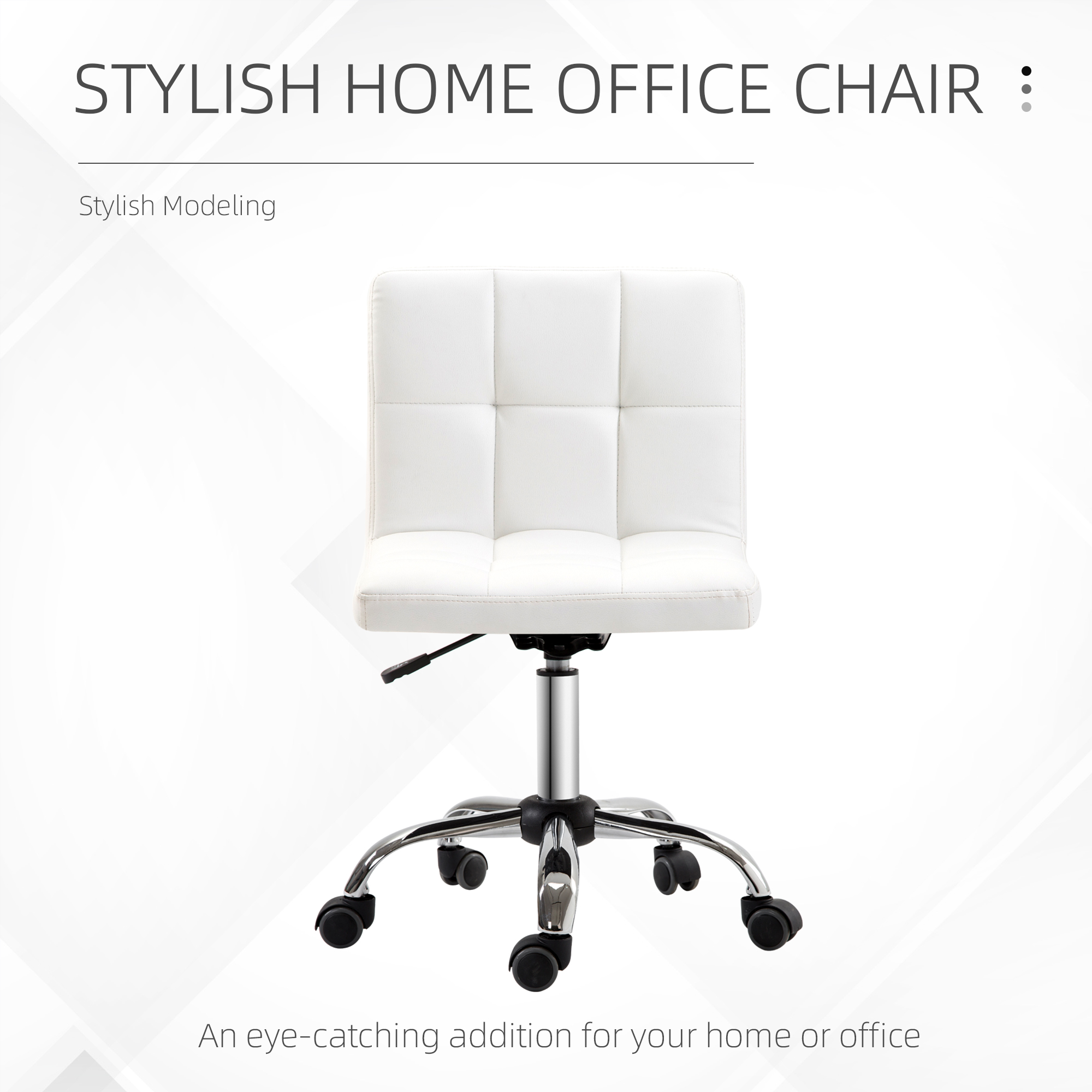  scaun rotativ din piele sintetica, 46x51x76-88cm, alb [4]