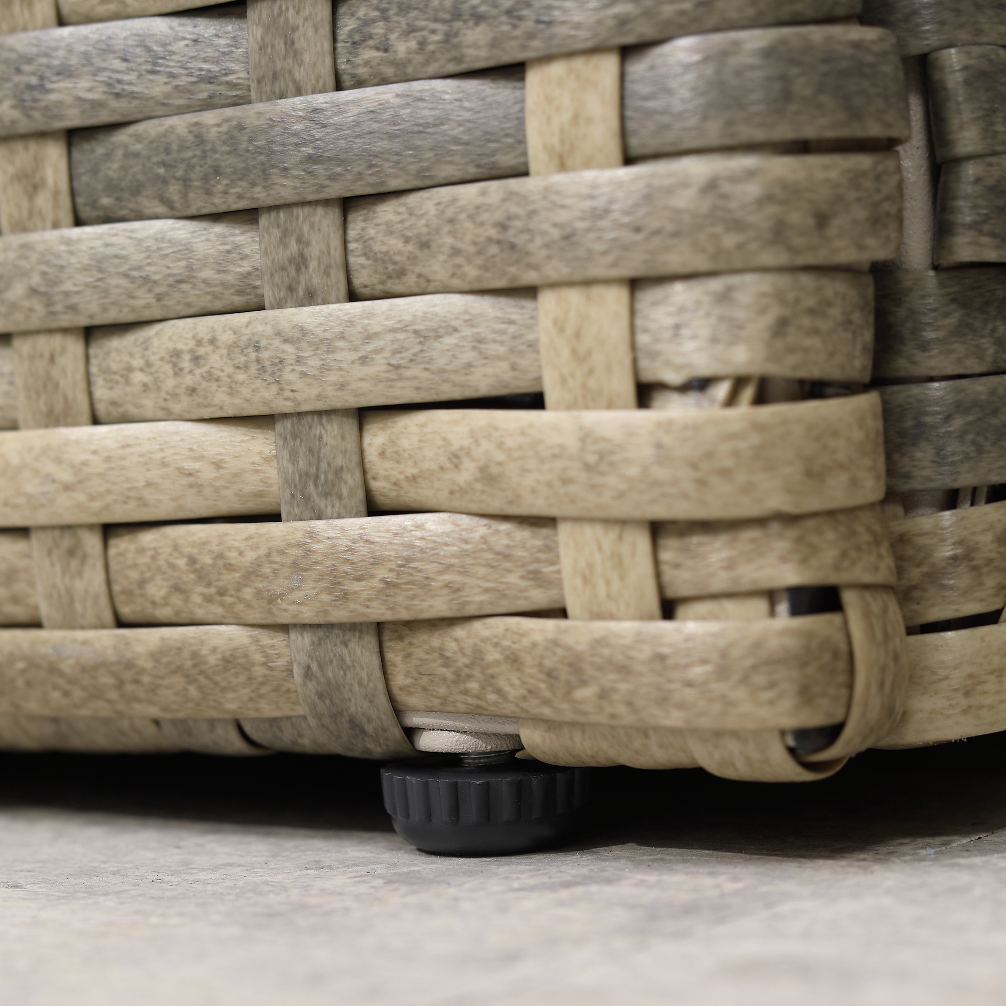  Set de mobilier de gradina din ratan de 6 piese, canapea si 2 fotolii tapitate pentru 7 persoane, bej [6]