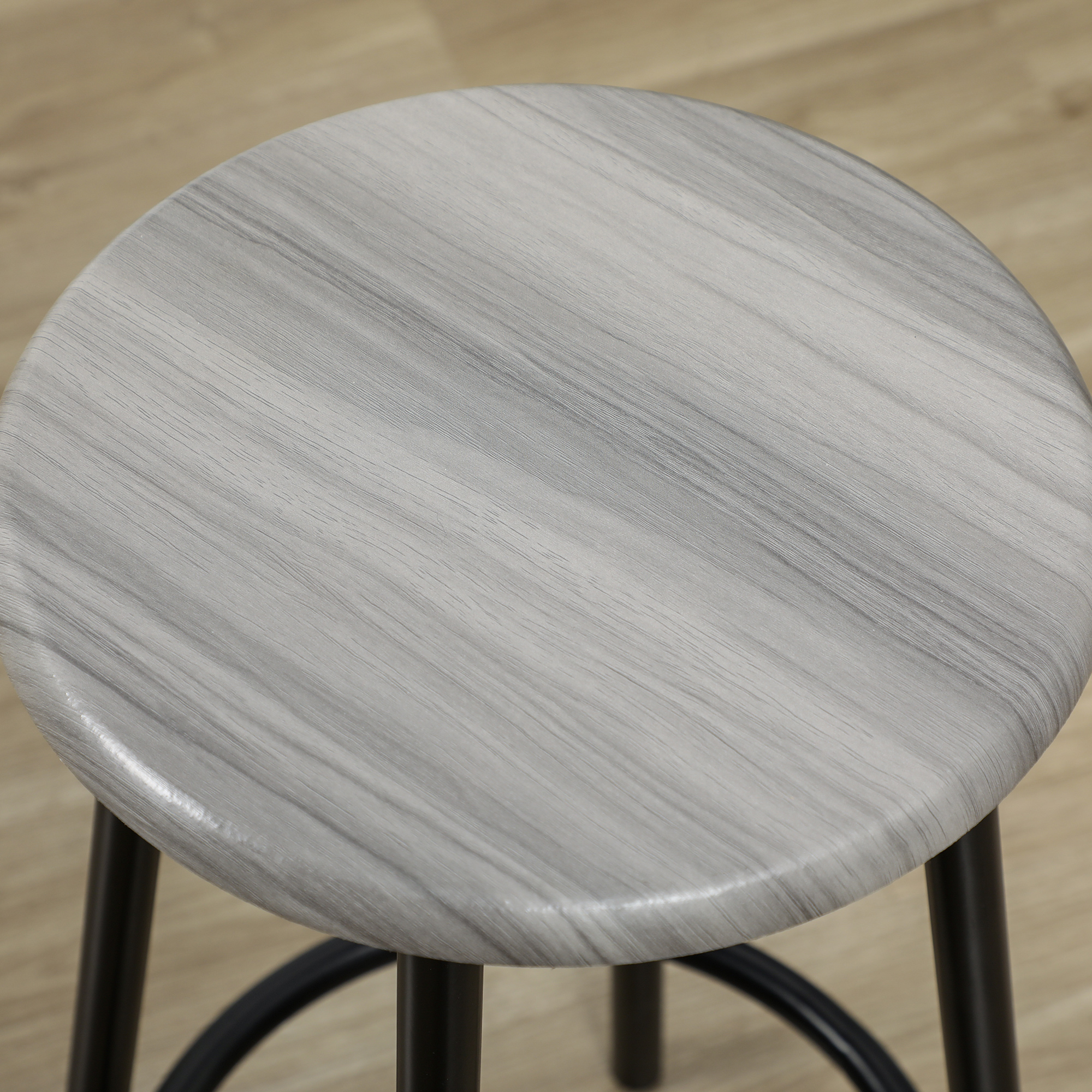  Set Masa de Bar si 4 Scaune cu Suport pentru Picioare, 110x50x89.5 cm, Gri [7]