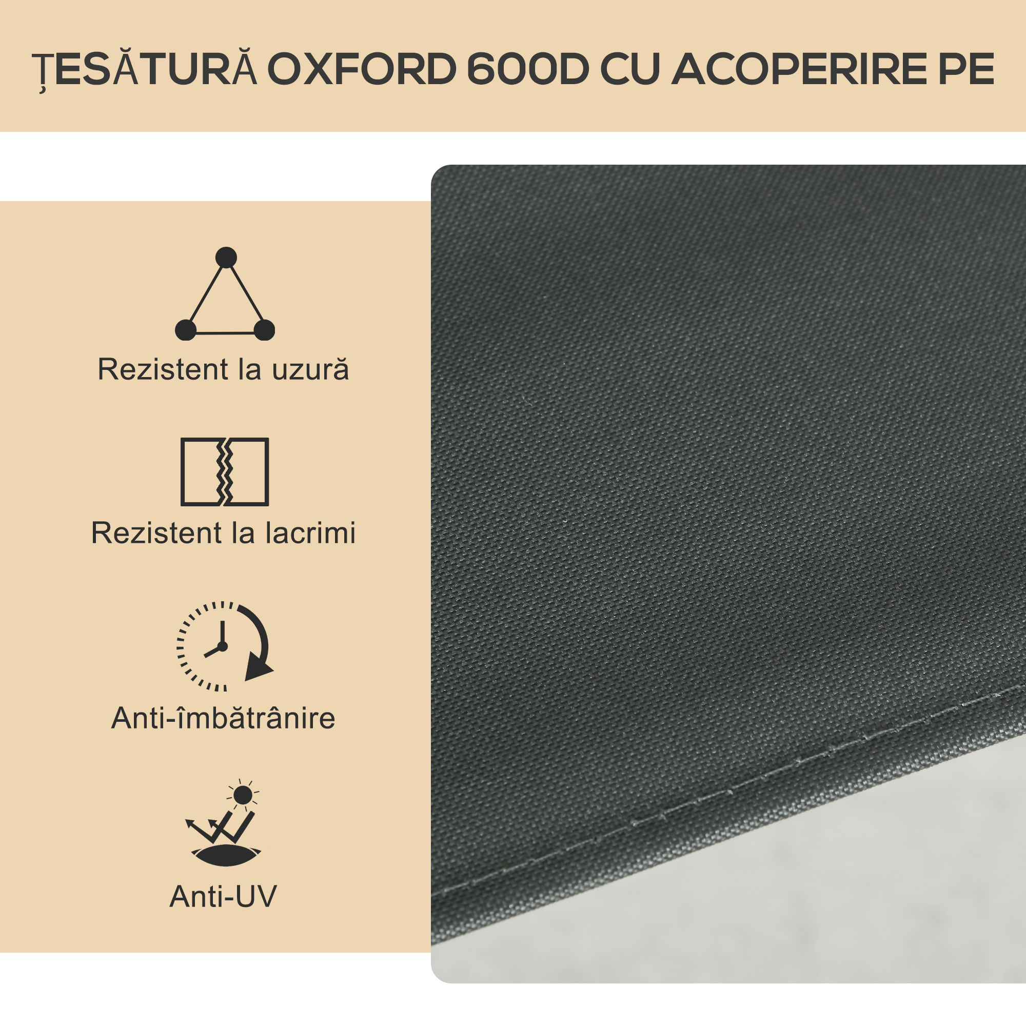  Set 2 Scaune de Camping Pliabile cu Cotiere, 54x59x78 cm, Gri inchis [5]