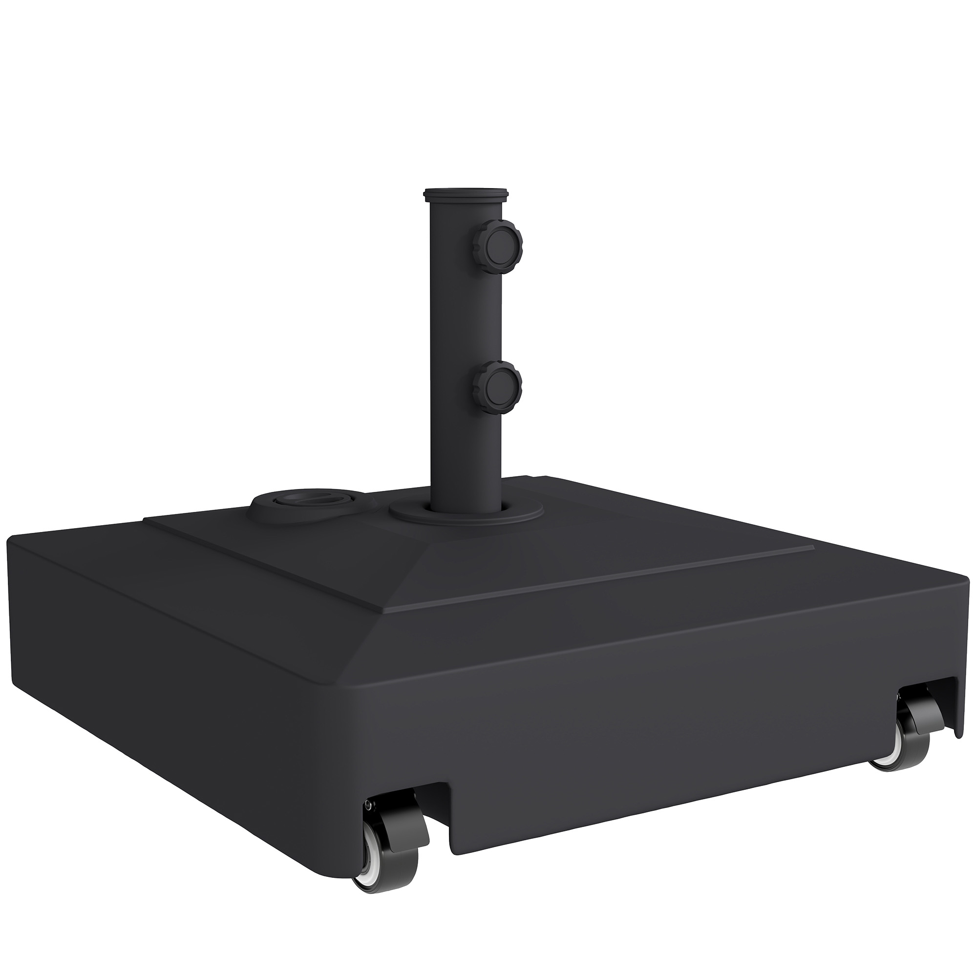 Umbrele -  Baza pentru Umbrela cu Roti si Frane, Reumplere cu Apa 40kg/Nisip 61kg, pentru Stalpi de Ø35/38/48mm, Negru