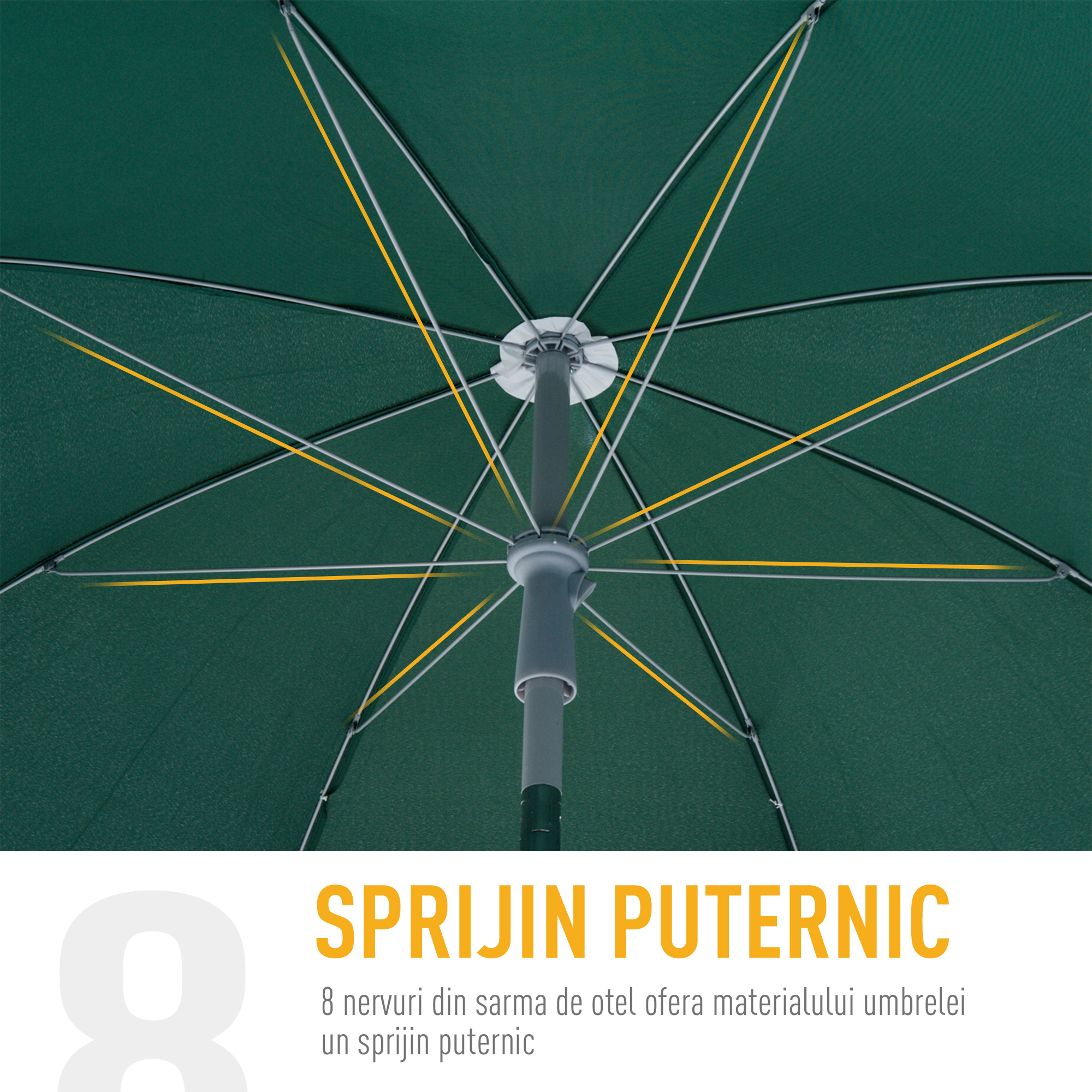  Umbrela de Gradina cu acoperis inclinabil, Φ220cm Culoare verde Inchis [5]
