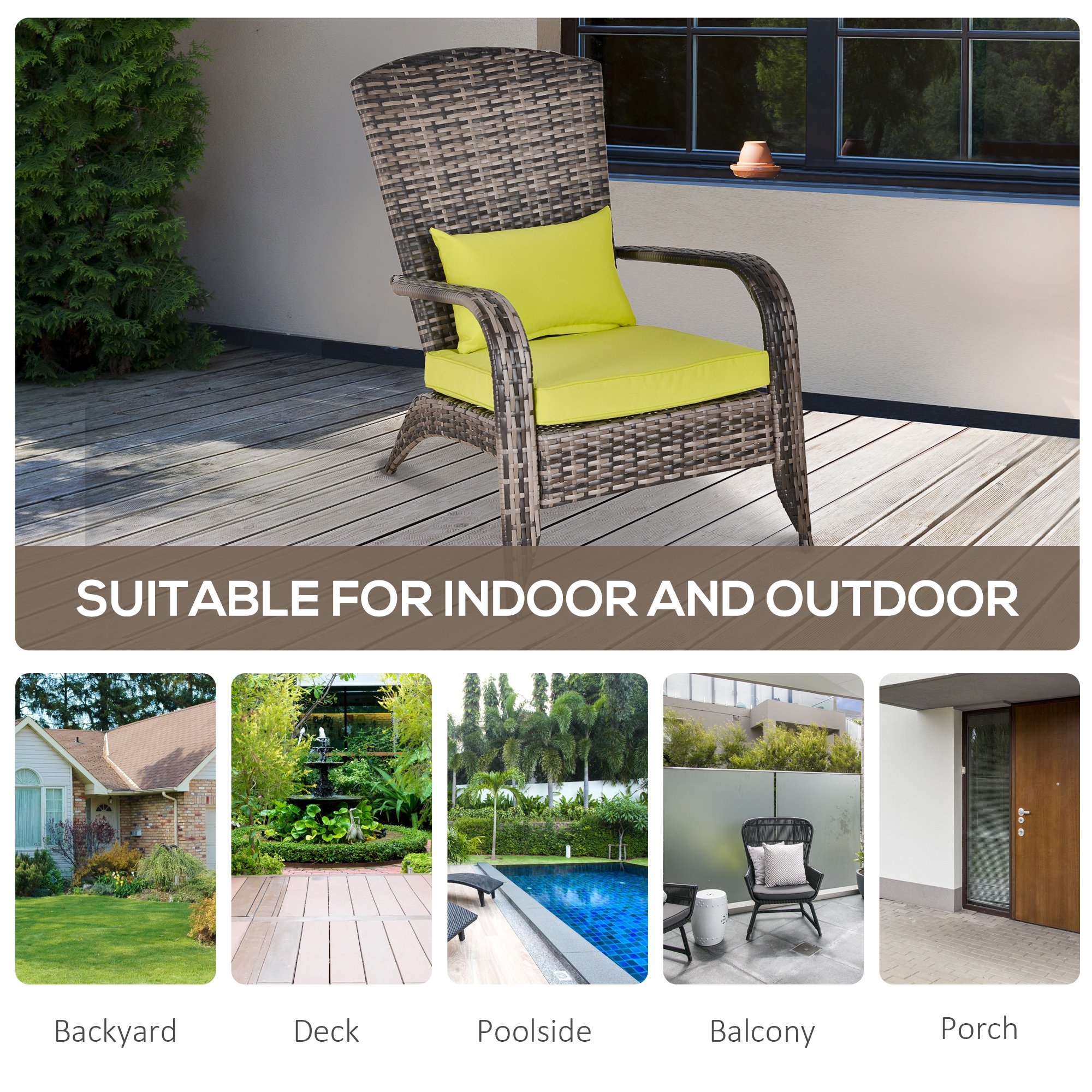  Scaun de Gradina si de Exterior din Ratan cu Cotiere si Perne Gri [6]