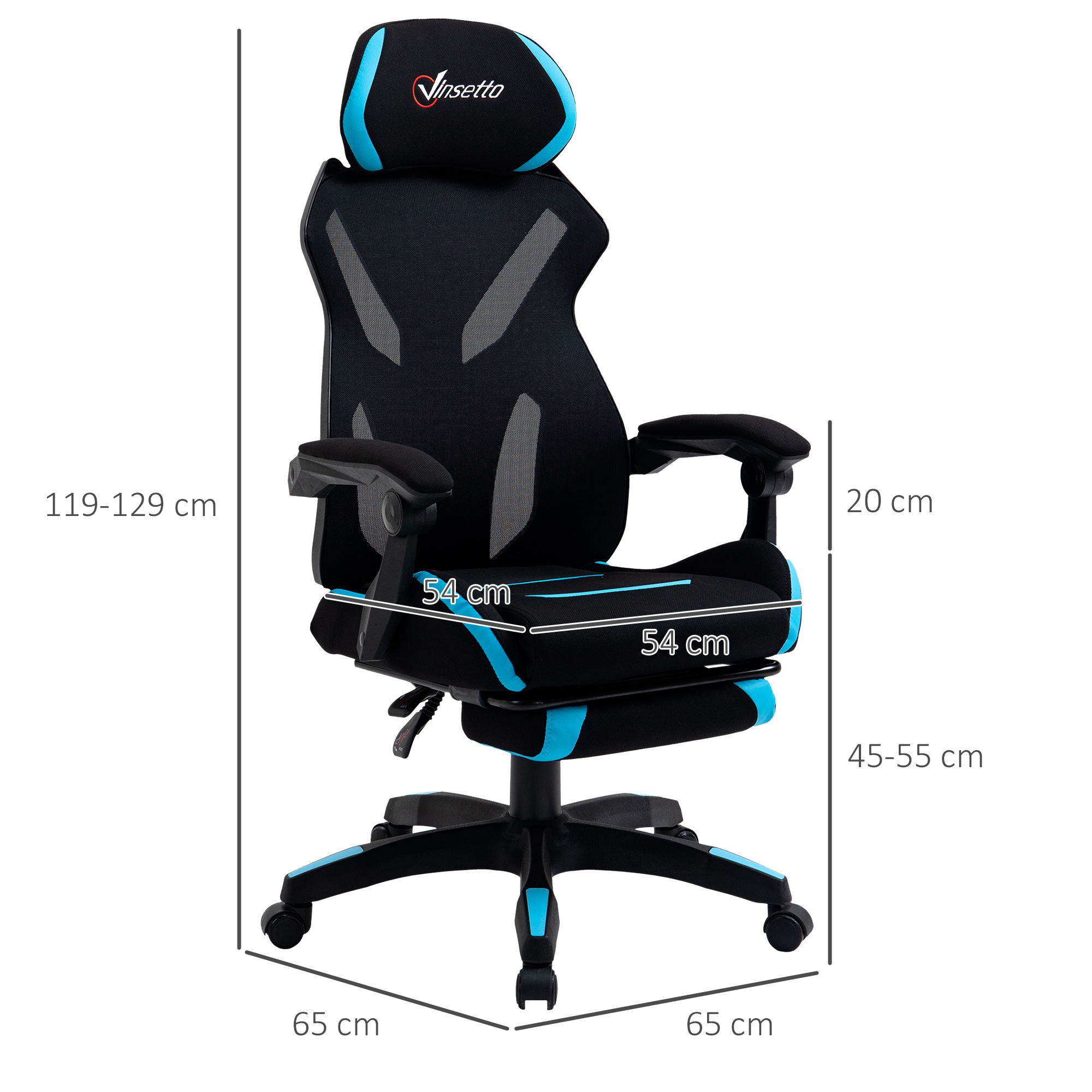 Scaun Gaming Ergonomic 65×65×119-129 cm Negru/Albastru [2]