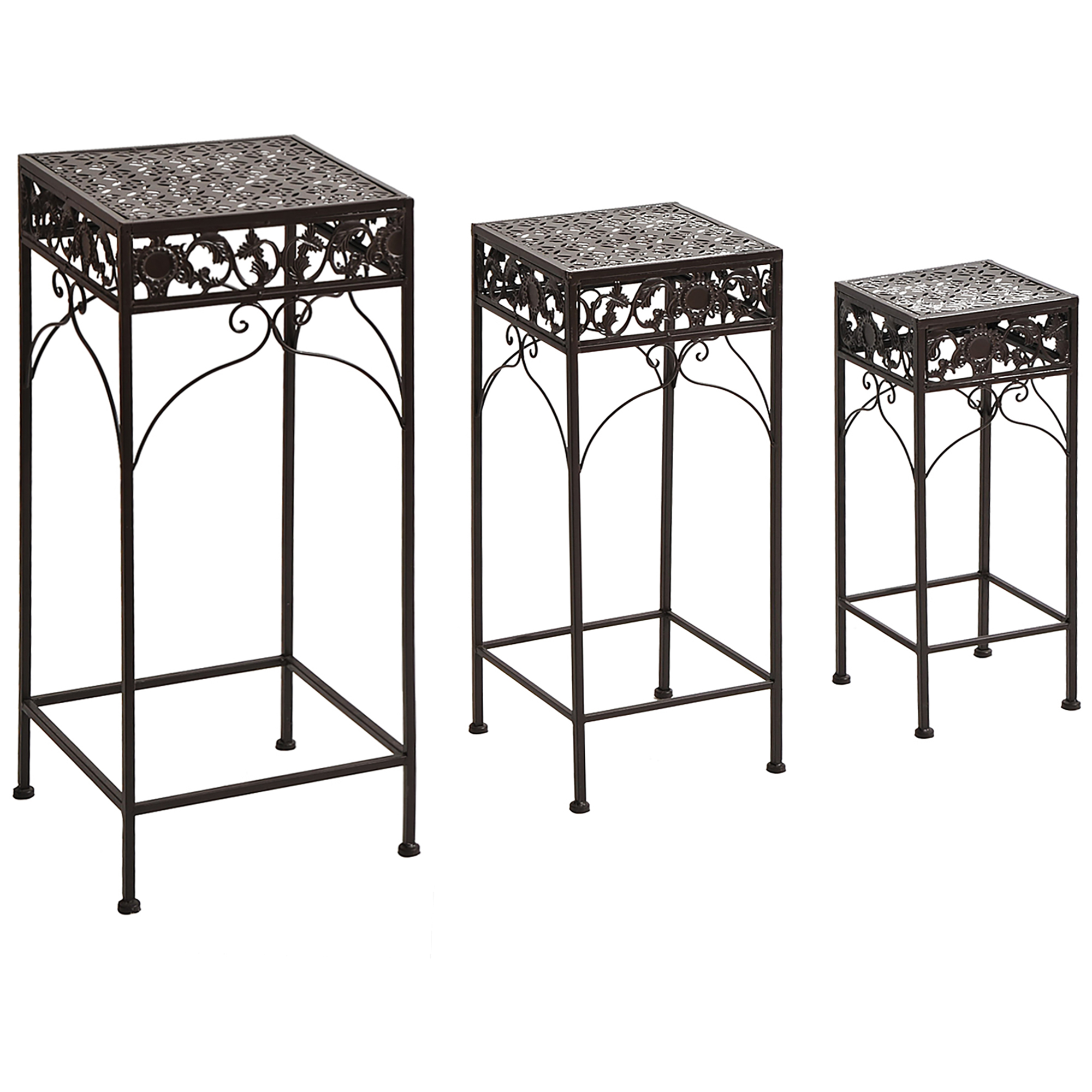 Living & hol -  Set de 3 Bucati Scaune Suport pentru Plante Clasic din Fier Sgabelli Supporto per Piante Classico in Ferro, MARO